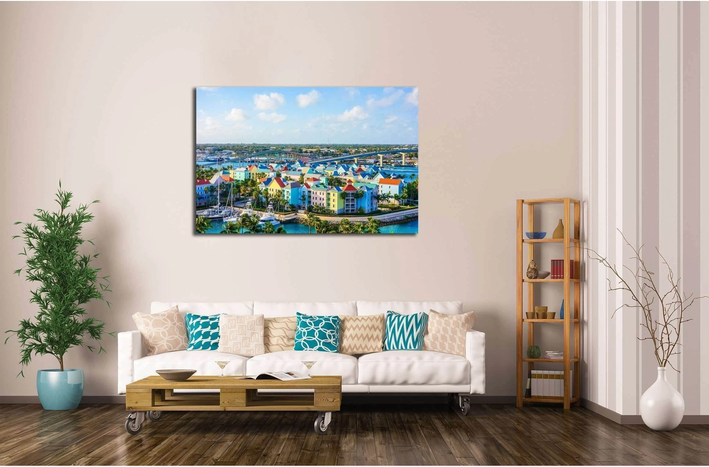 High dynamic range (HDR) Aerial view of the city of Nassau, USA №2325 Ready to Hang Canvas Print - Zellart Canvas Prints ALL_Products, s-2325