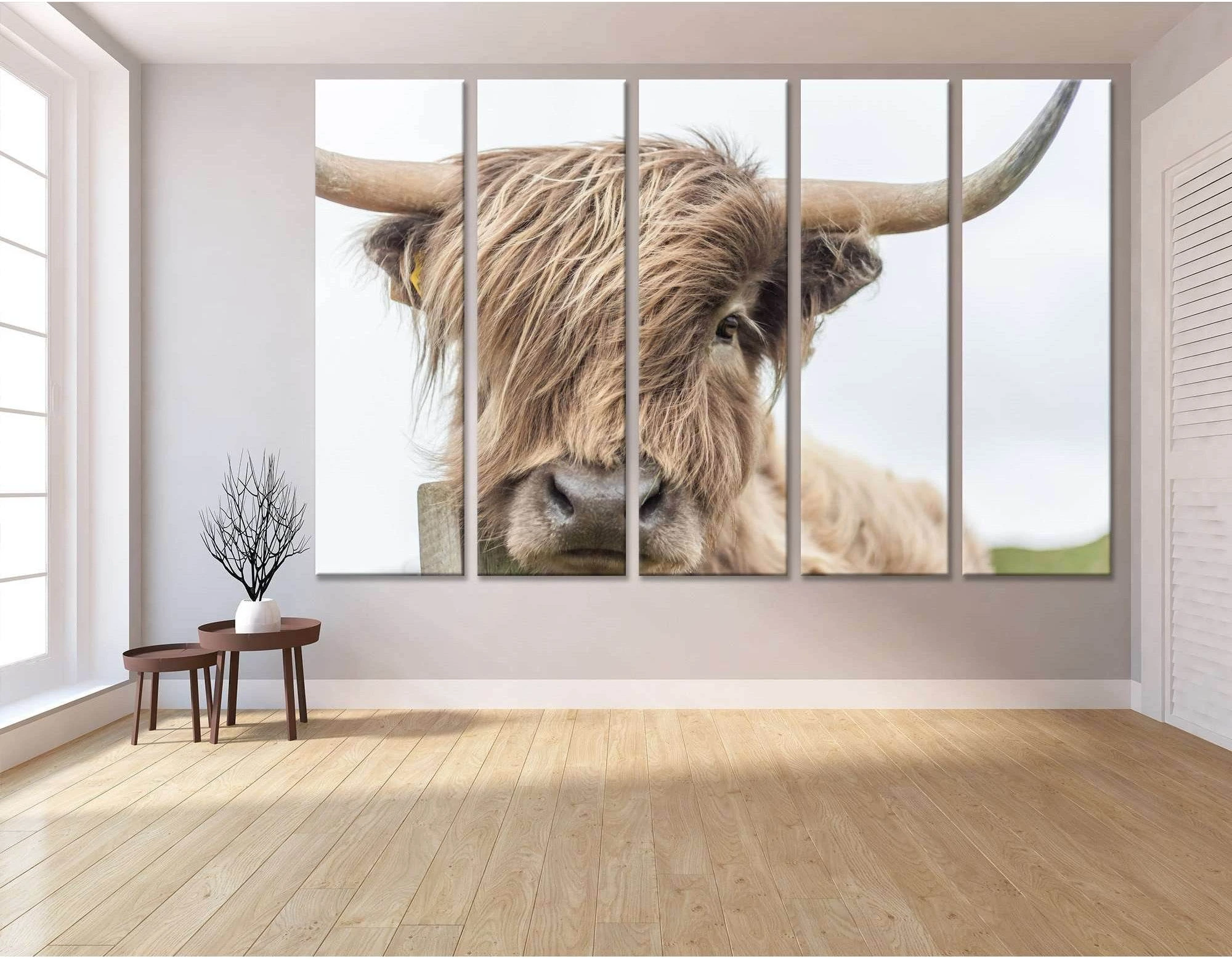 Highland Cow №04123 Ready to Hang Canvas Print - Zellart Canvas Prints ALL_Products, Cow