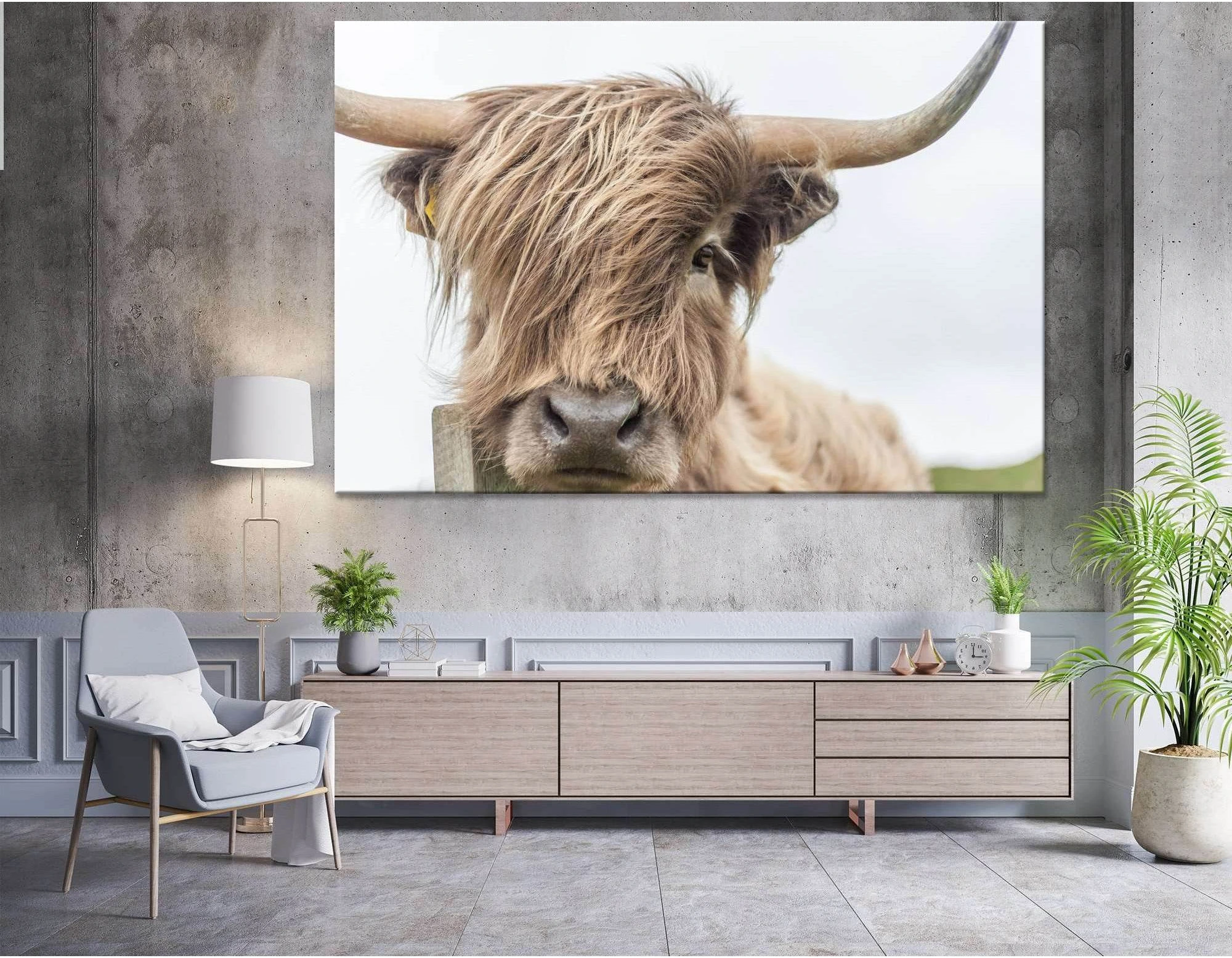 Highland Cow №04123 Ready to Hang Canvas Print - Zellart Canvas Prints ALL_Products, Cow