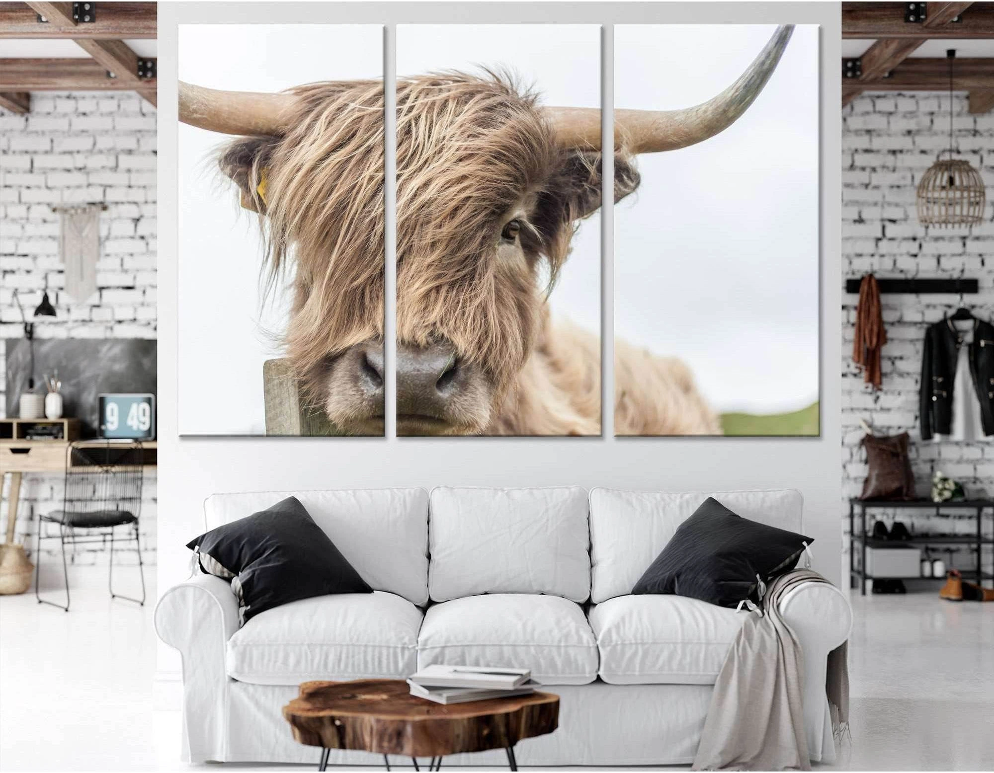 Highland Cow №04123 Ready to Hang Canvas Print - Zellart Canvas Prints ALL_Products, Cow