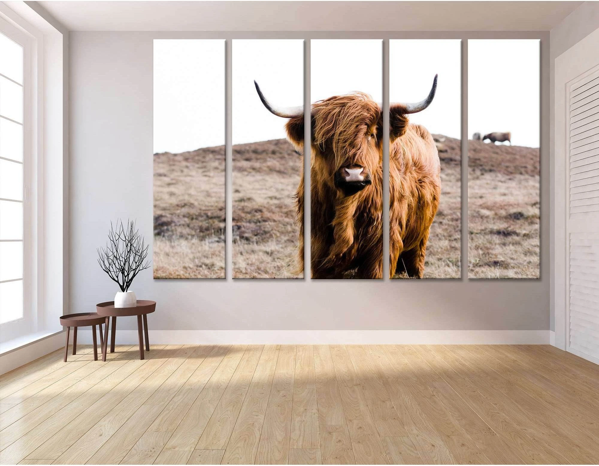 Highland Cow on Islay №04128 Ready to Hang Canvas Print - Zellart Canvas Prints ALL_Products, Cow