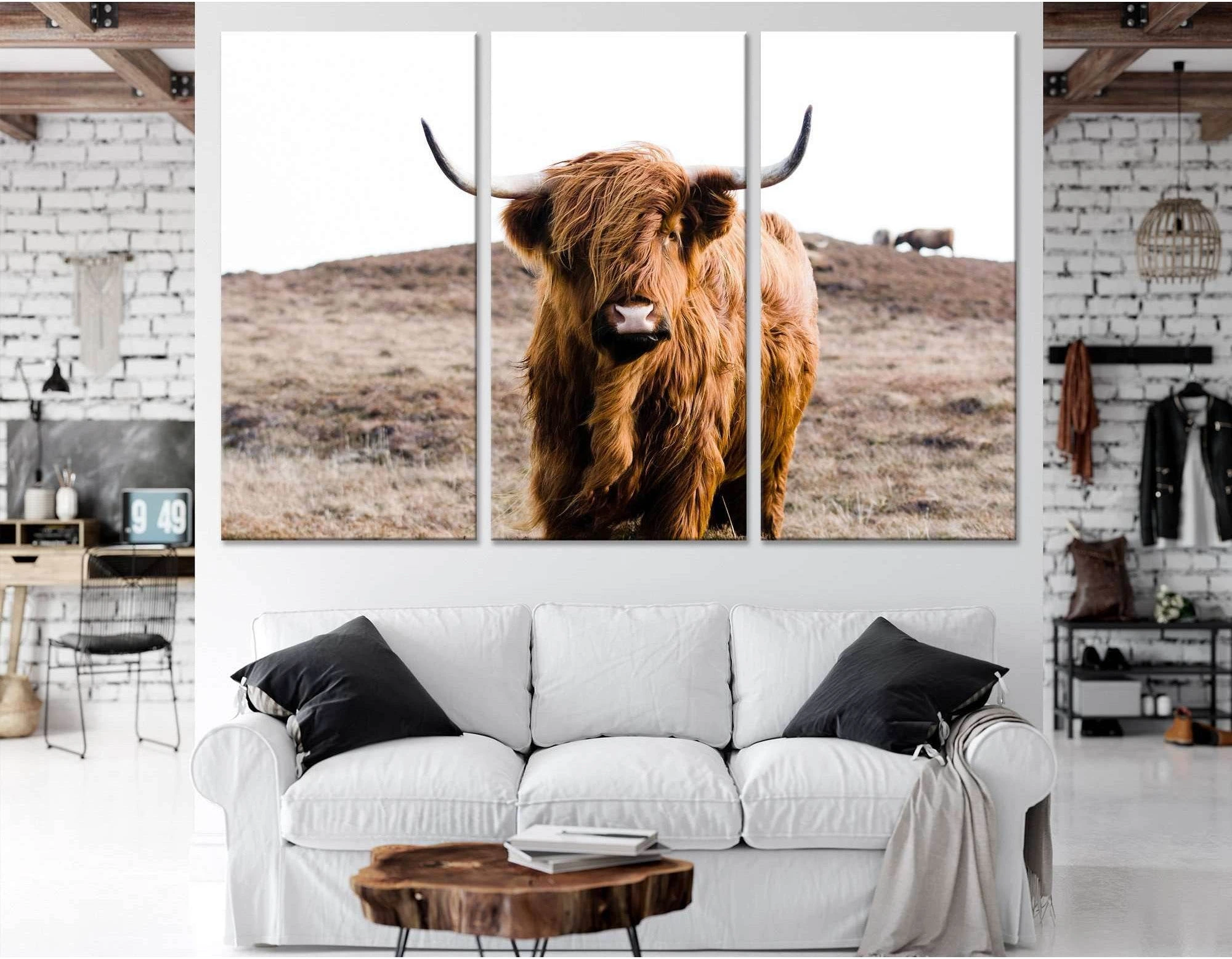Highland Cow on Islay №04128 Ready to Hang Canvas Print - Zellart Canvas Prints ALL_Products, Cow