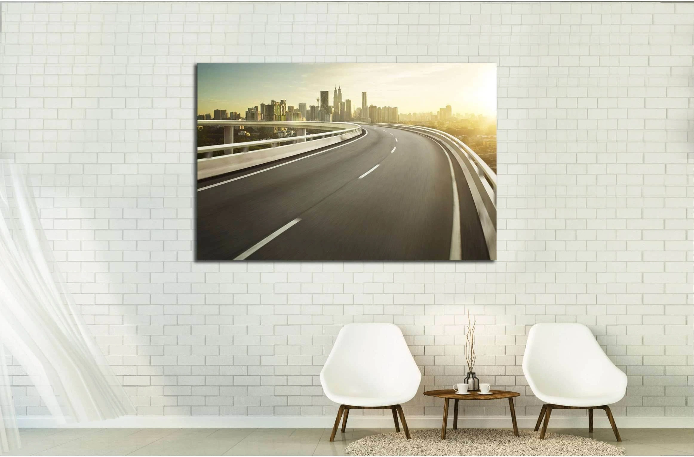 Highway overpass motion blur with city background №2299 Ready to Hang Canvas Print - Zellart Canvas Prints ALL_Products, s-2299