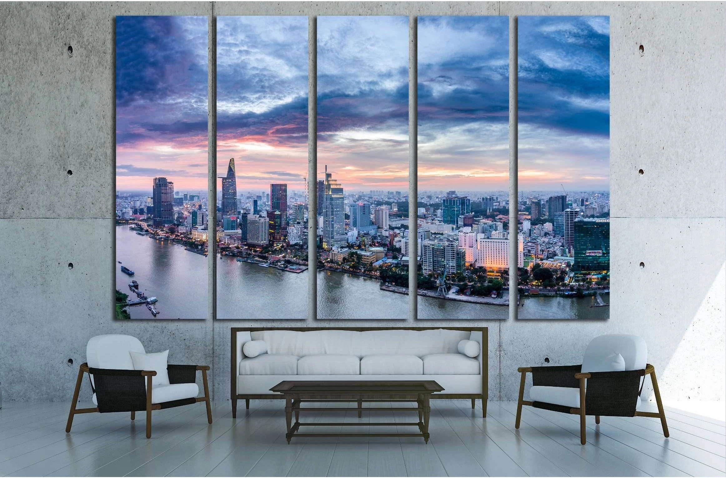 Ho Chi Minh City, aerial view №2741 Ready to Hang Canvas Print - Zellart Canvas Prints ALL_Products, s-2741