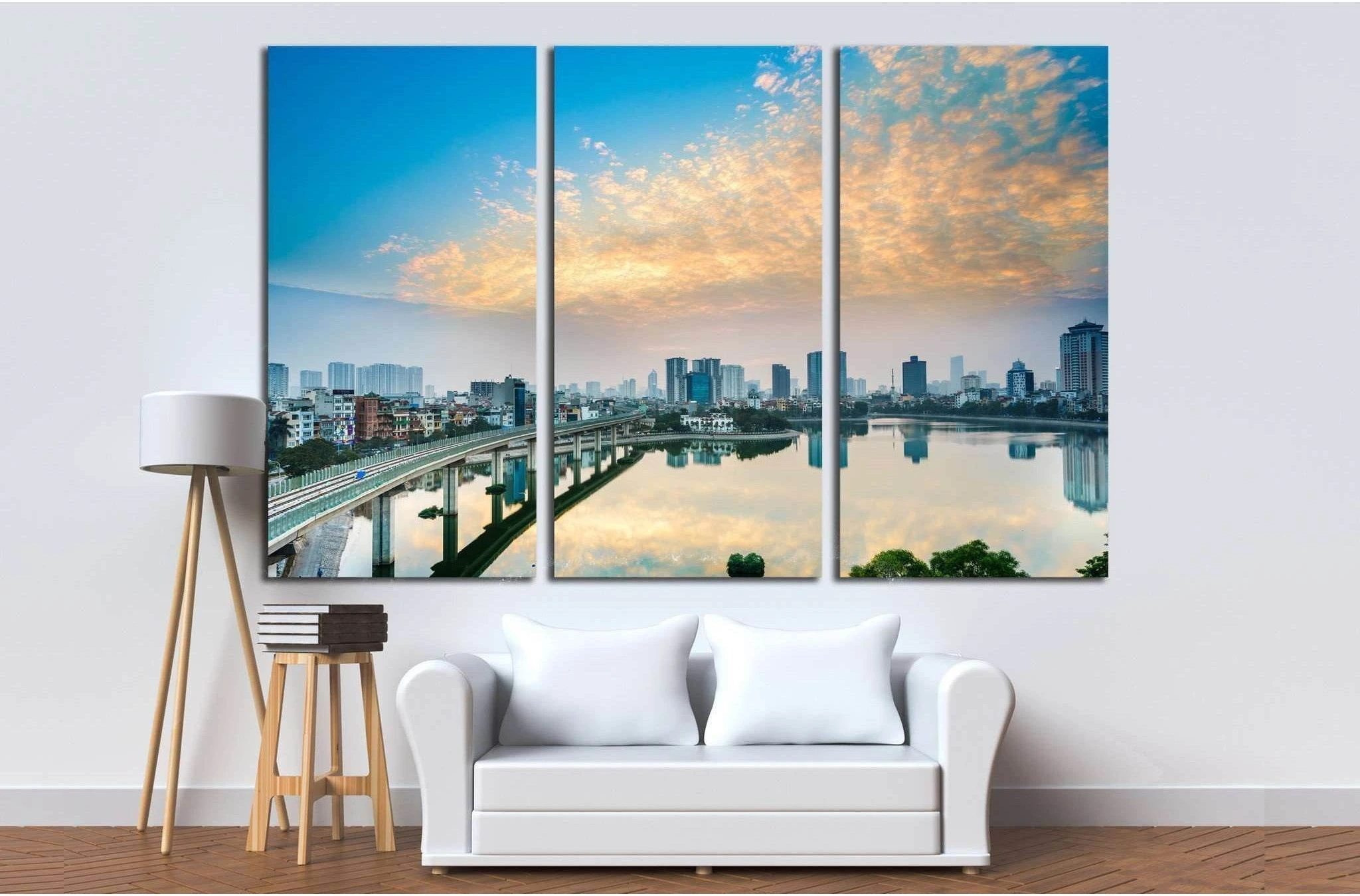 Hoang cau lake - hanoi Cityscape №1565 Ready to Hang Canvas Print - Zellart Canvas Prints ALL_Products, s-1565