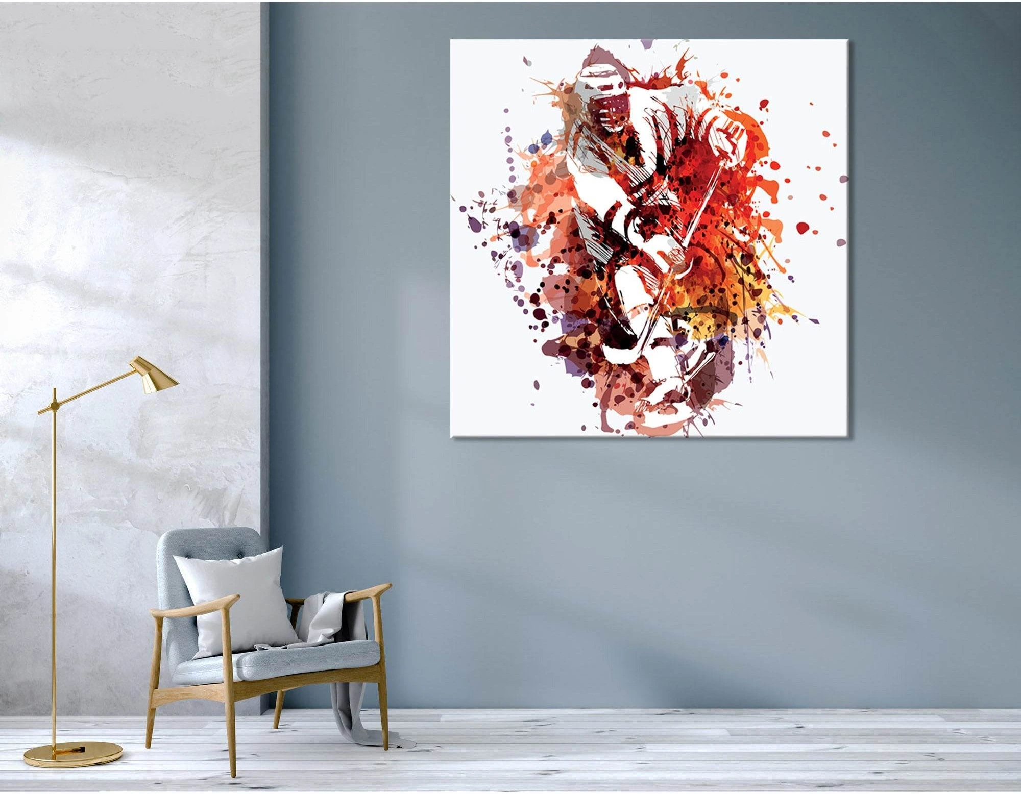 Hockey Player In Action №04433 Ready To Hang Canvas Print - Zellart Canvas Prints ALL_Products