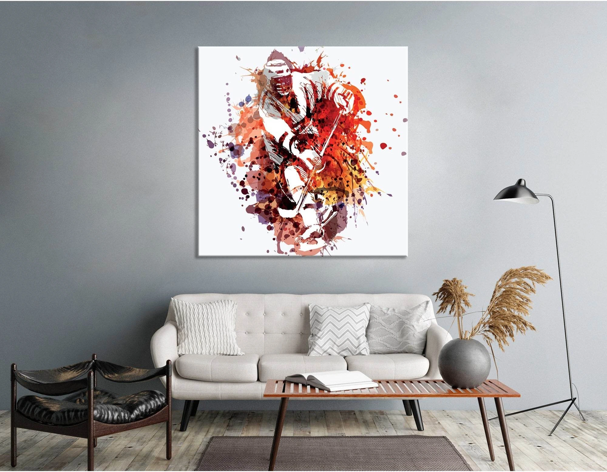 Hockey Player In Action №04433 Ready To Hang Canvas Print - Zellart Canvas Prints ALL_Products