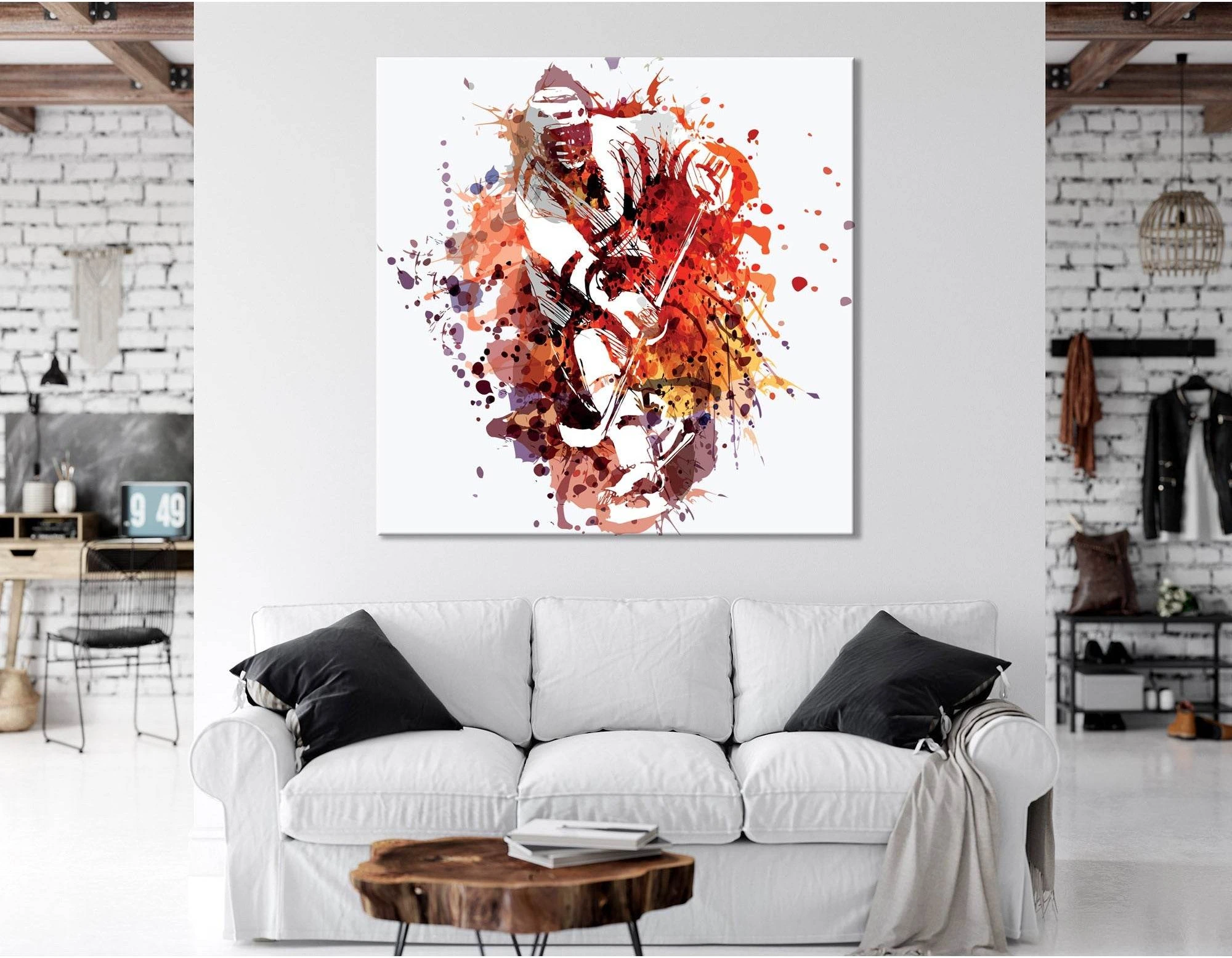 Hockey Player In Action №04433 Ready To Hang Canvas Print - Zellart Canvas Prints ALL_Products