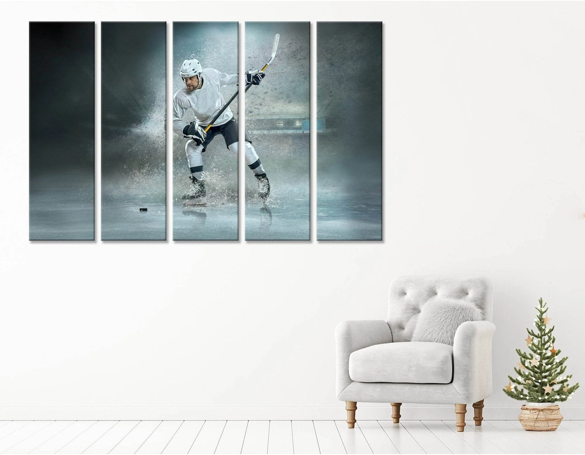 Hockey Player Scores Puck №04432 Ready to Hang Canvas Print - Zellart Canvas Prints ALL_Products