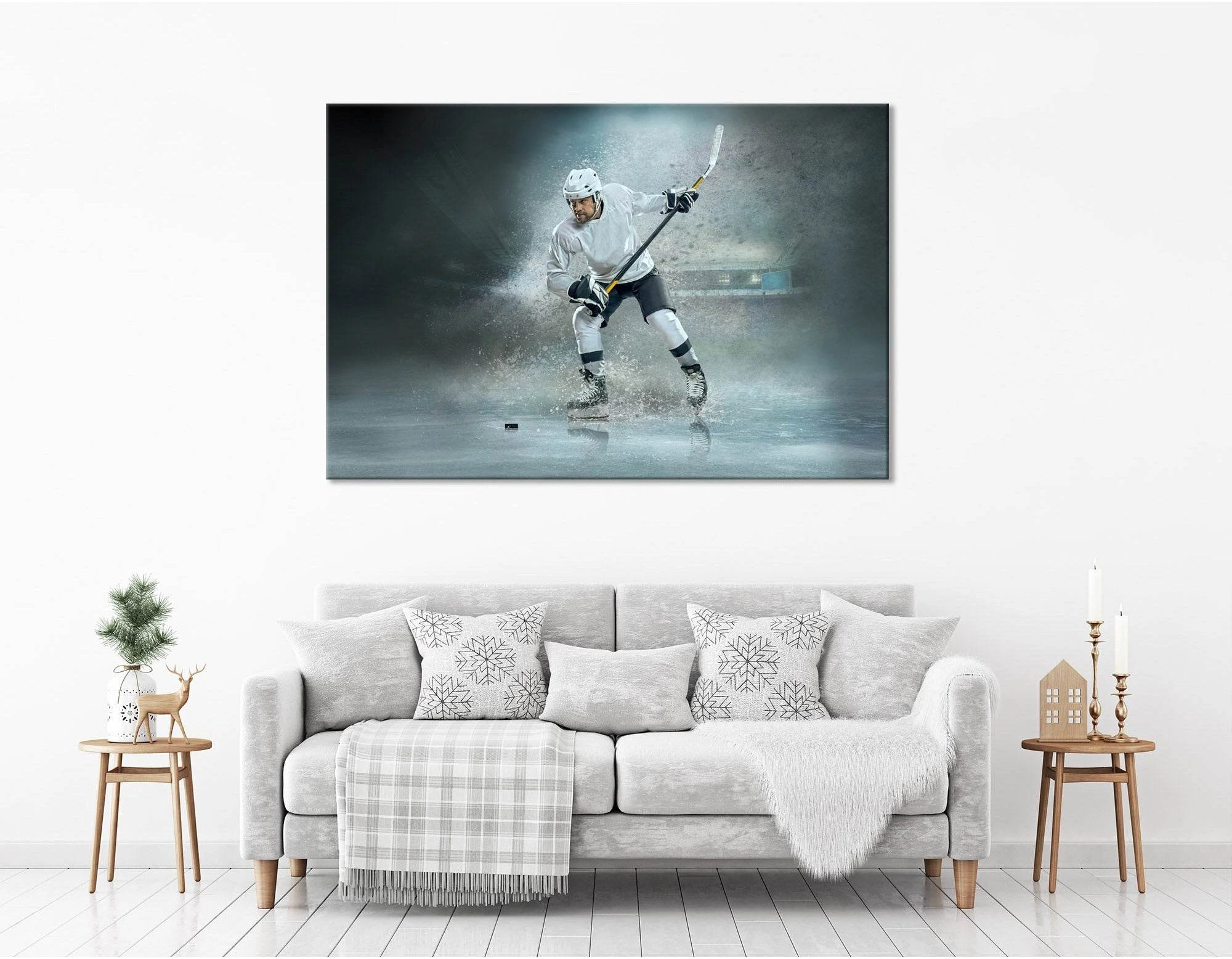 Hockey Player Scores Puck №04432 Ready to Hang Canvas Print - Zellart Canvas Prints ALL_Products