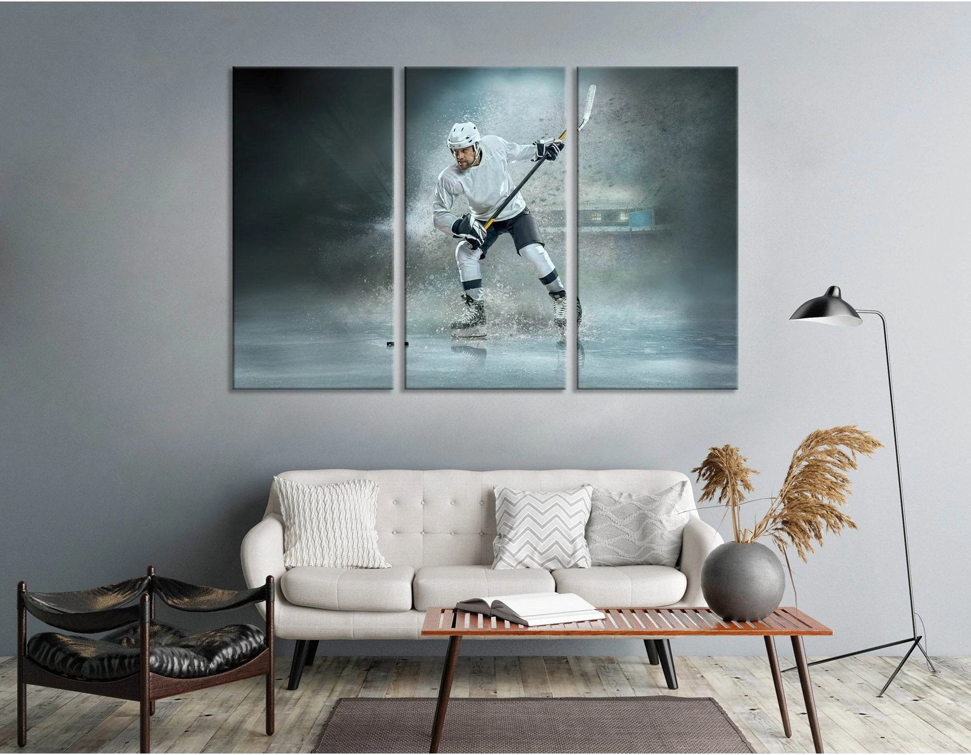 Hockey Player Scores Puck №04432 Ready to Hang Canvas Print - Zellart Canvas Prints ALL_Products