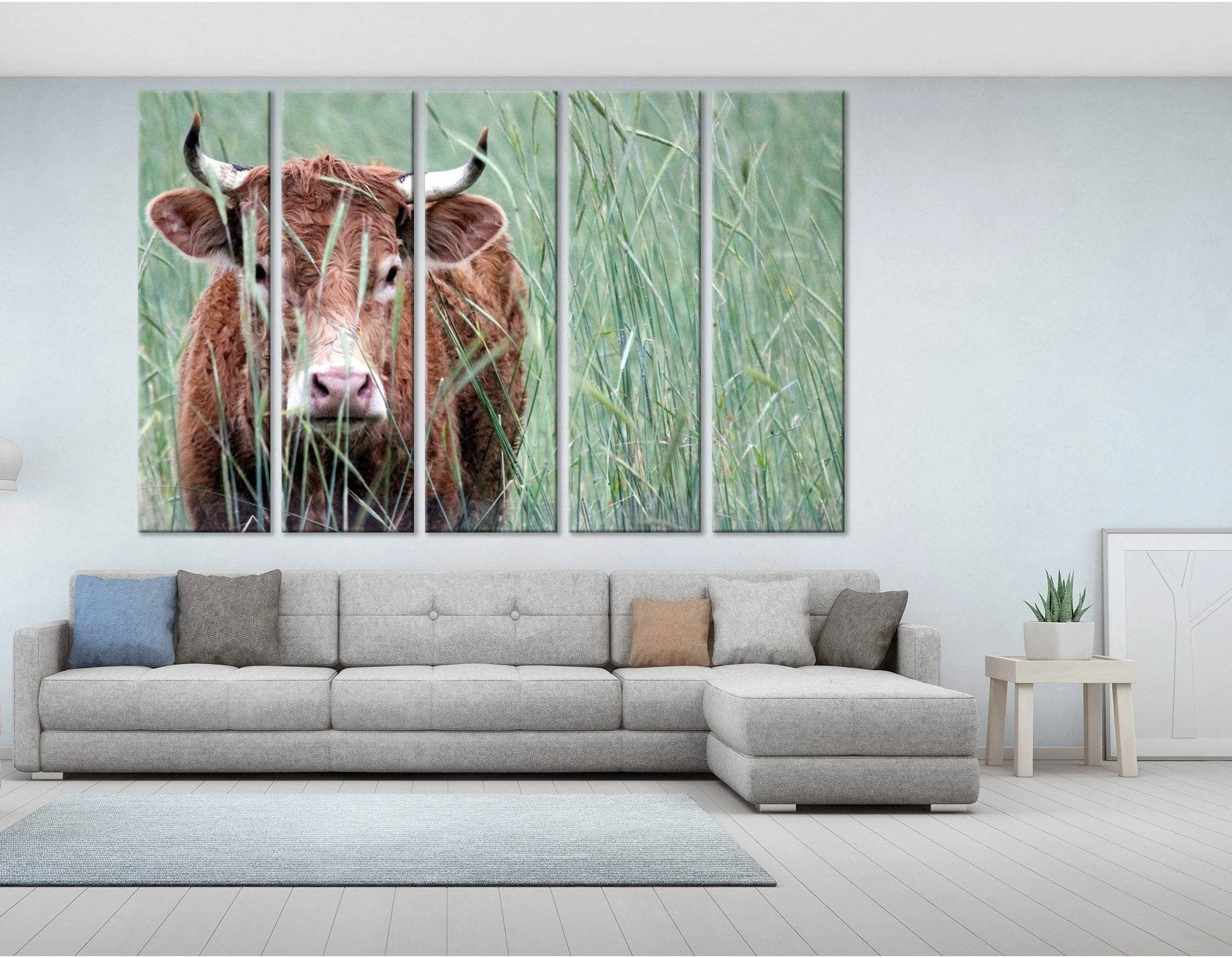Holstein Cow On The Field №04234 Ready to Hang Canvas Print - Zellart Canvas Prints ALL_Products, Cow
