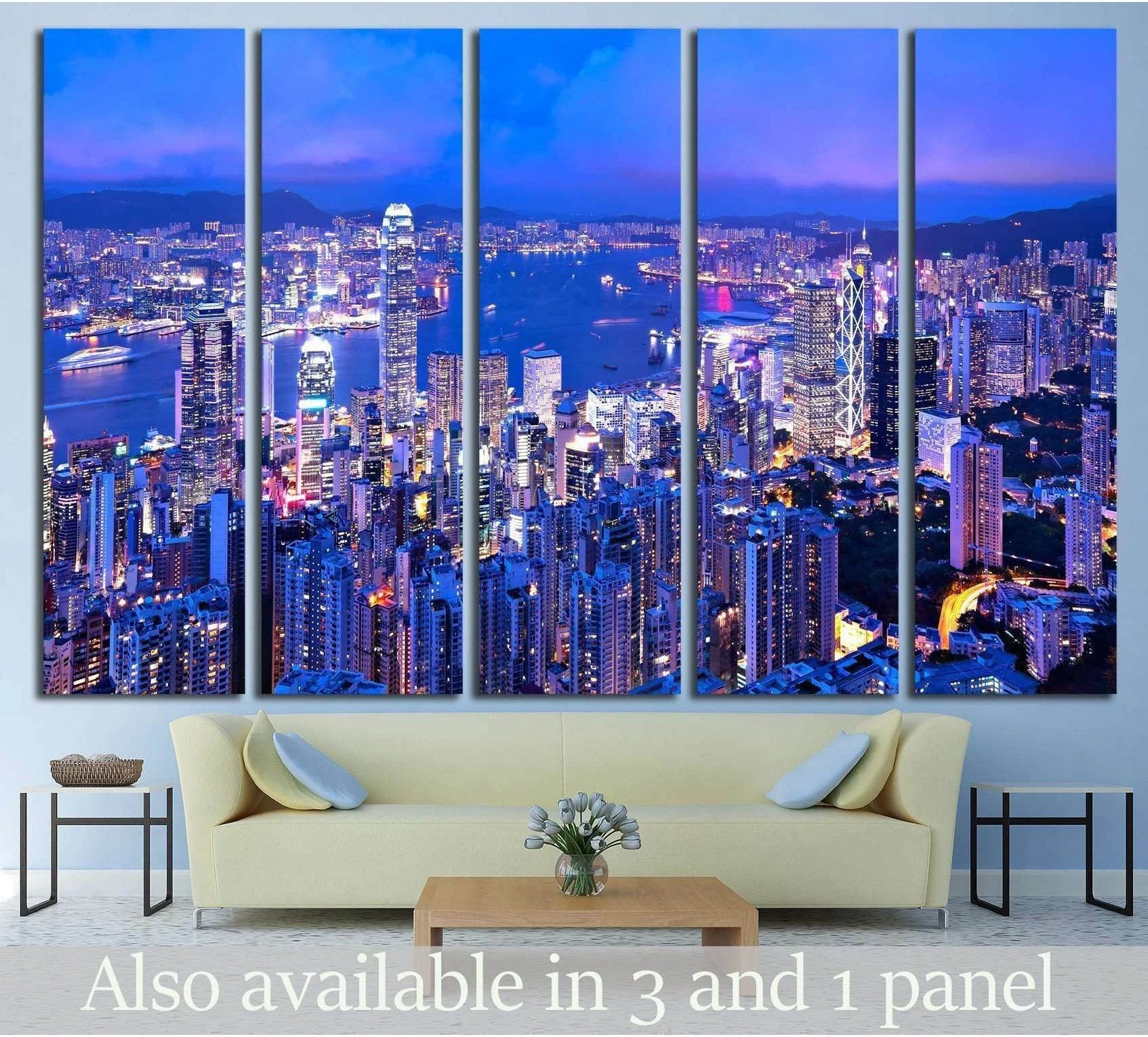 Hong Kong at night №764 Ready to Hang Canvas Print - Zellart Canvas Prints ALL_Products, s-764