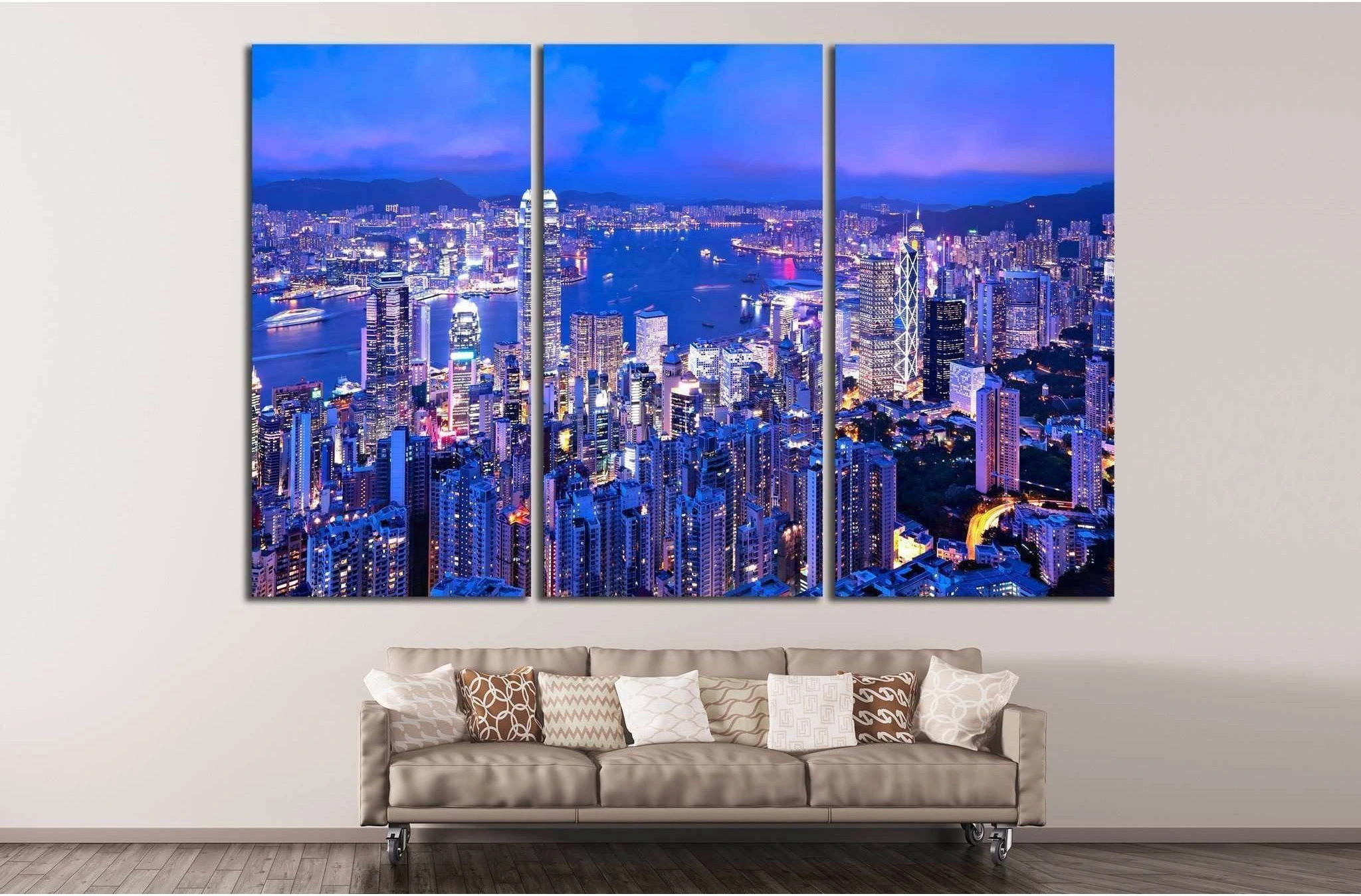 Hong Kong at night №764 Ready to Hang Canvas Print - Zellart Canvas Prints ALL_Products, s-764