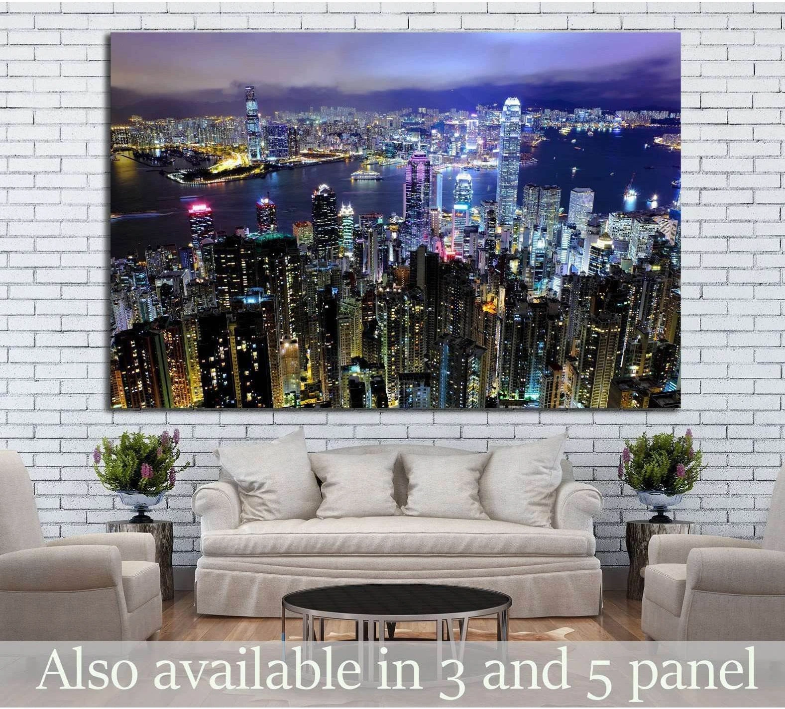 Hong Kong at night №771 Ready to Hang Canvas Print - Zellart Canvas Prints ALL_Products, s-771