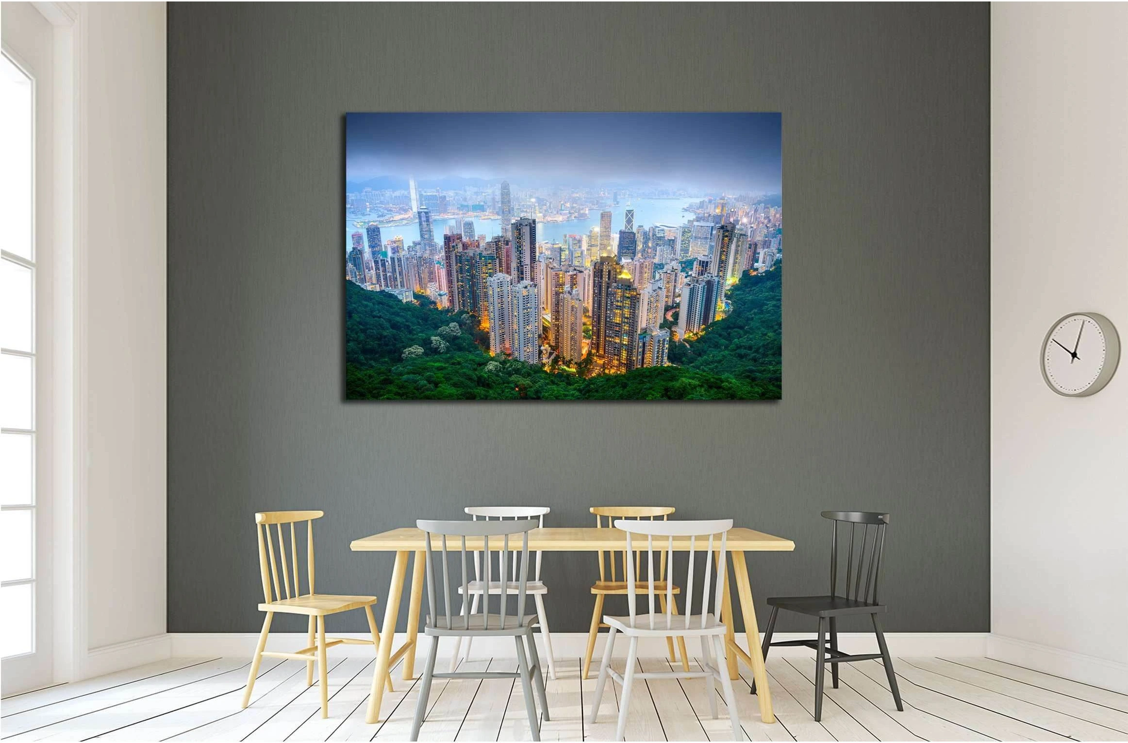 Hong Kong, China city skyline viewed from Victoria peak. №2659 Ready to Hang Canvas Print - Zellart Canvas Prints ALL_Products, s-2659