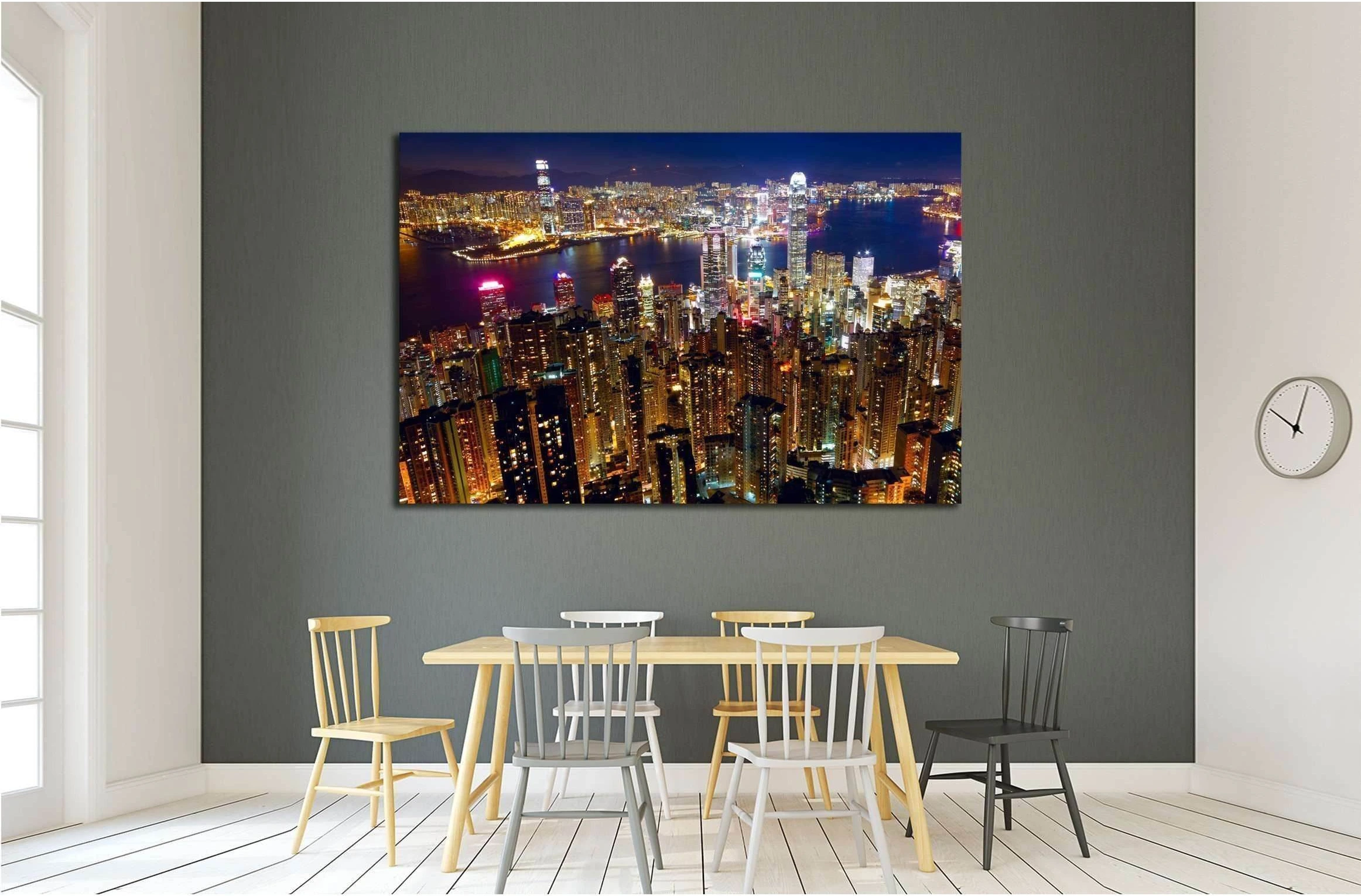 hong kong city night №2245 Ready to Hang Canvas Print - Zellart Canvas Prints ALL_Products, s-2245