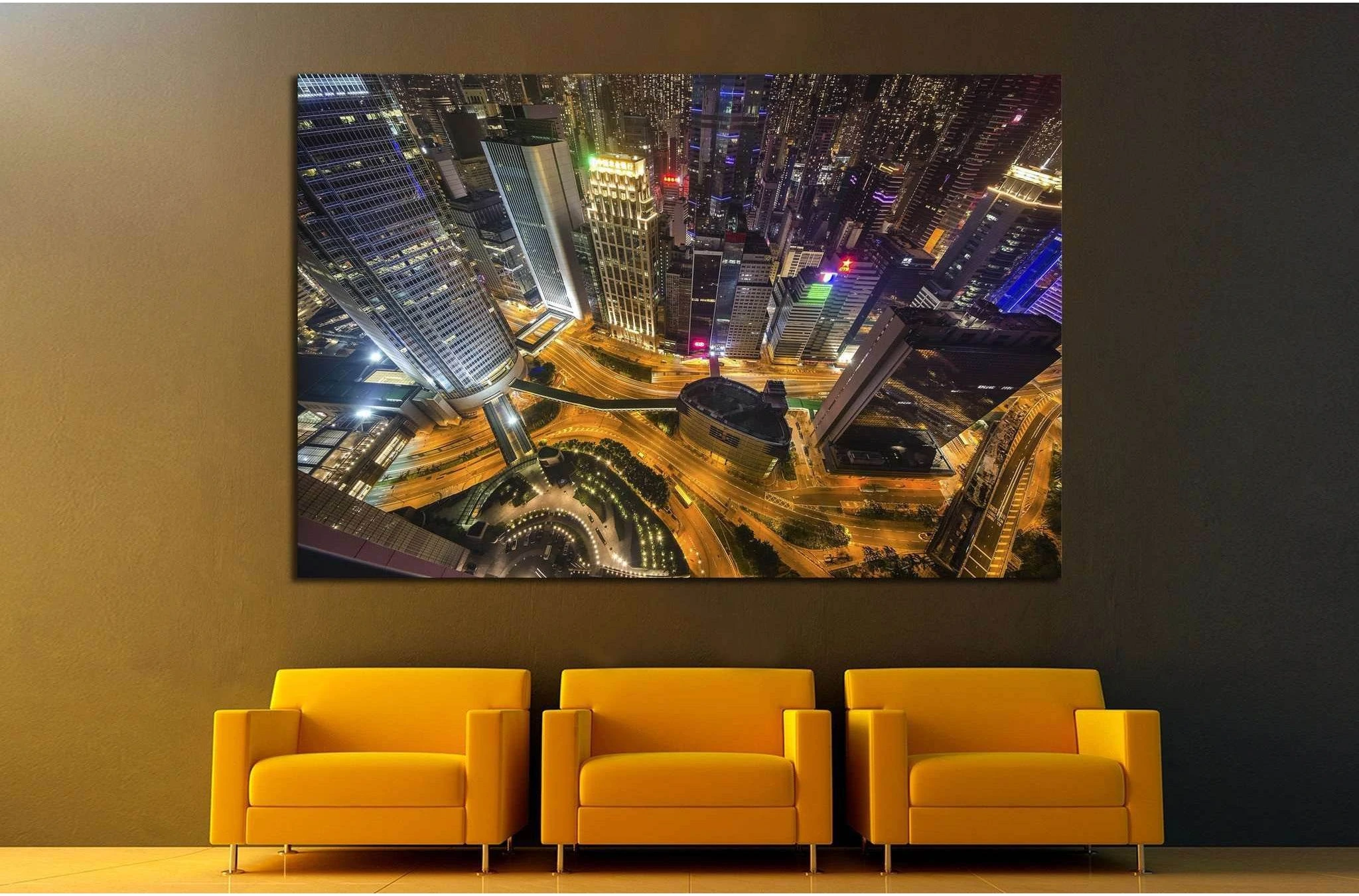 Hong Kong night landscape, China №1235 Ready to Hang Canvas Print - Zellart Canvas Prints ALL_Products, s-1235