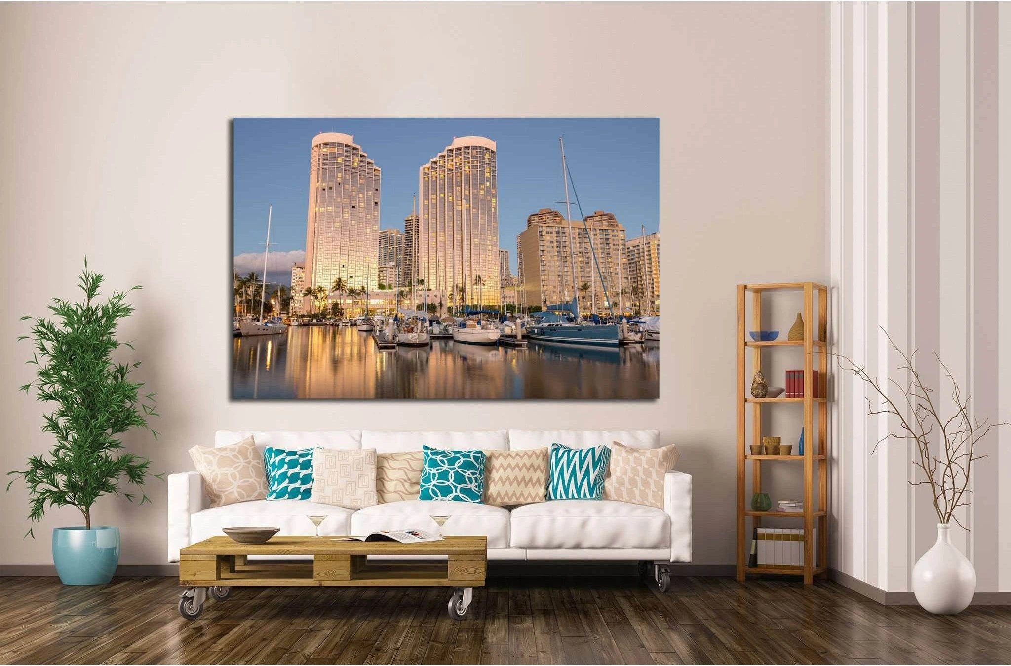 Honolulu, Hawaii №1145 Ready to Hang Canvas Print - Zellart Canvas Prints ALL_Products, s-1145