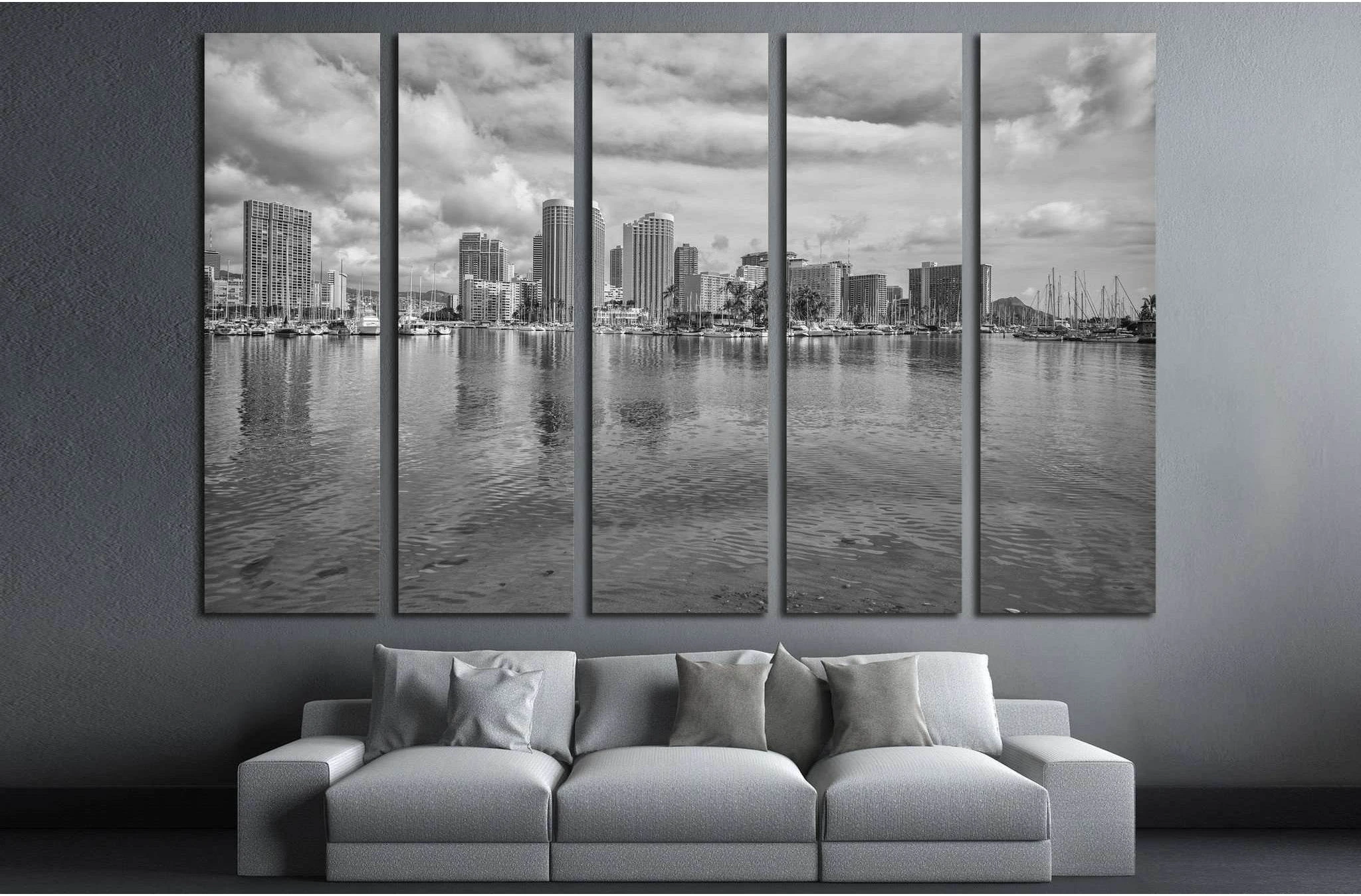 Honolulu, Hawaii, USA, Ala Wai Lagoon and Harbor №1771 Ready to Hang Canvas Print - Zellart Canvas Prints ALL_Products, s-1771