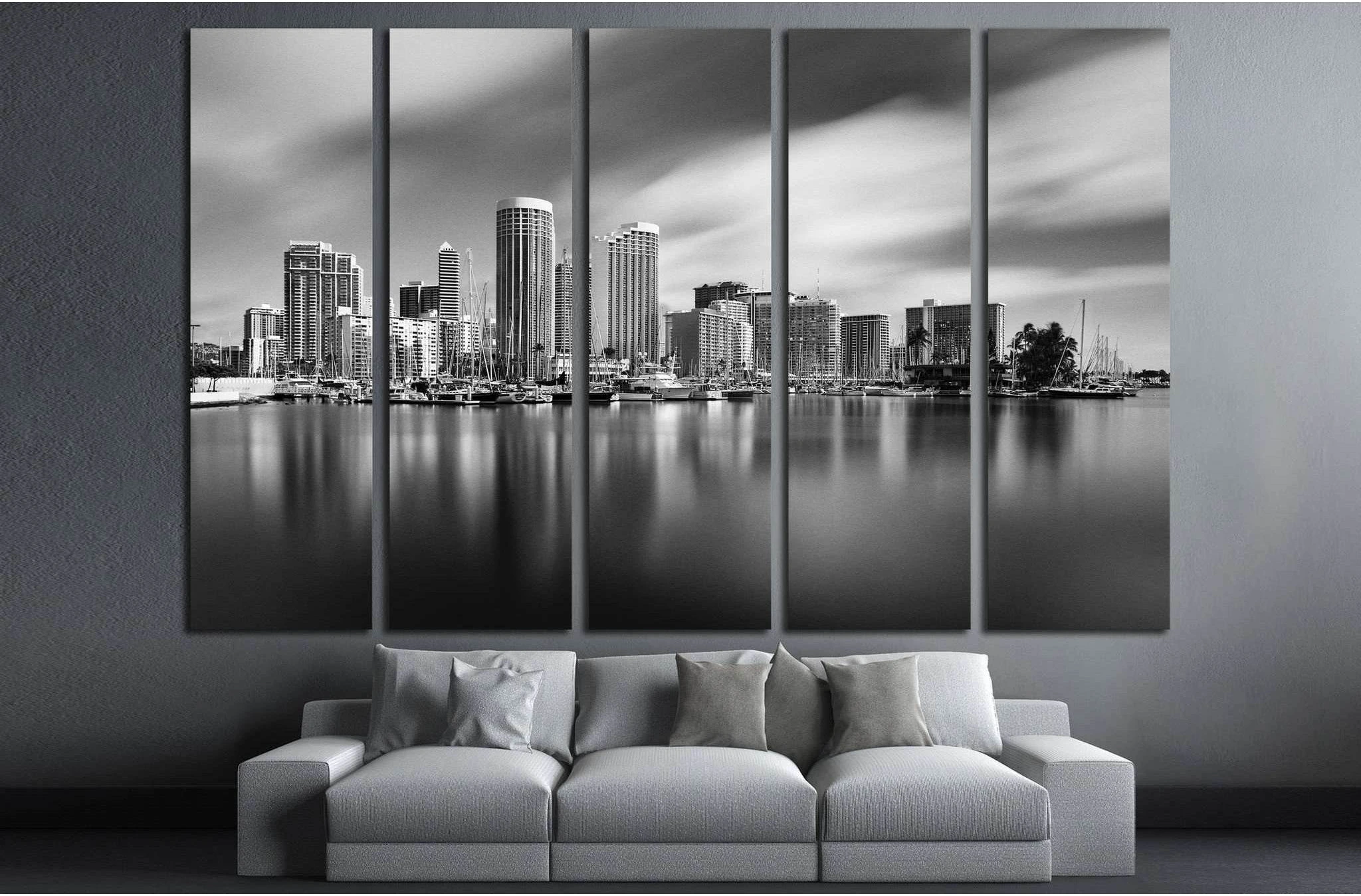 HONOLULU, HAWAII, Waikiki and Kahanamoku Lagoon №1750 Ready to Hang Canvas Print - Zellart Canvas Prints ALL_Products, s-1750