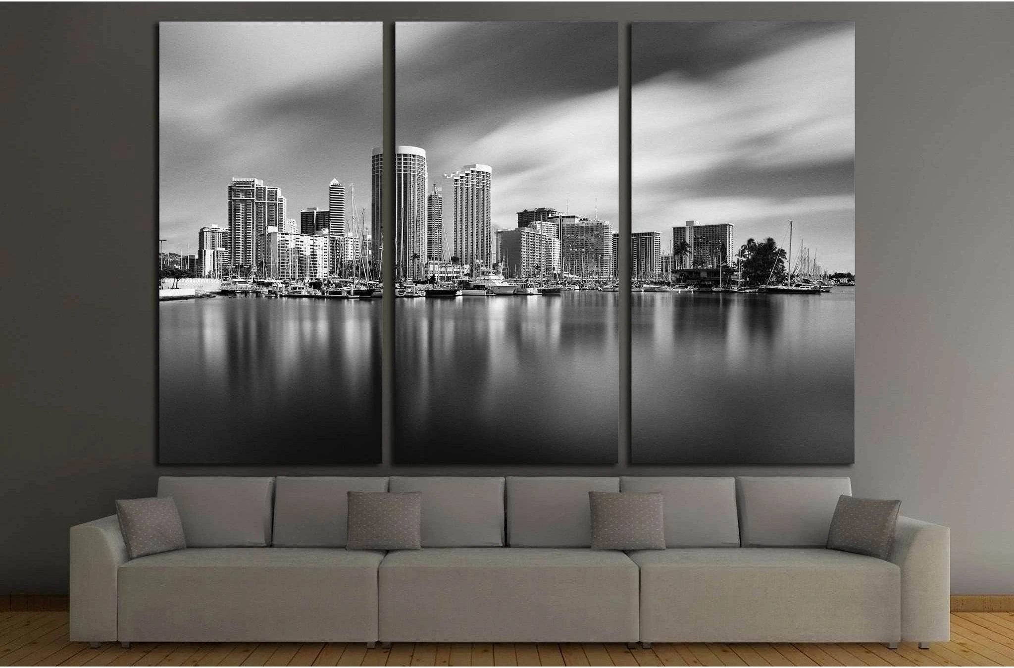 HONOLULU, HAWAII, Waikiki and Kahanamoku Lagoon №1750 Ready to Hang Canvas Print - Zellart Canvas Prints ALL_Products, s-1750