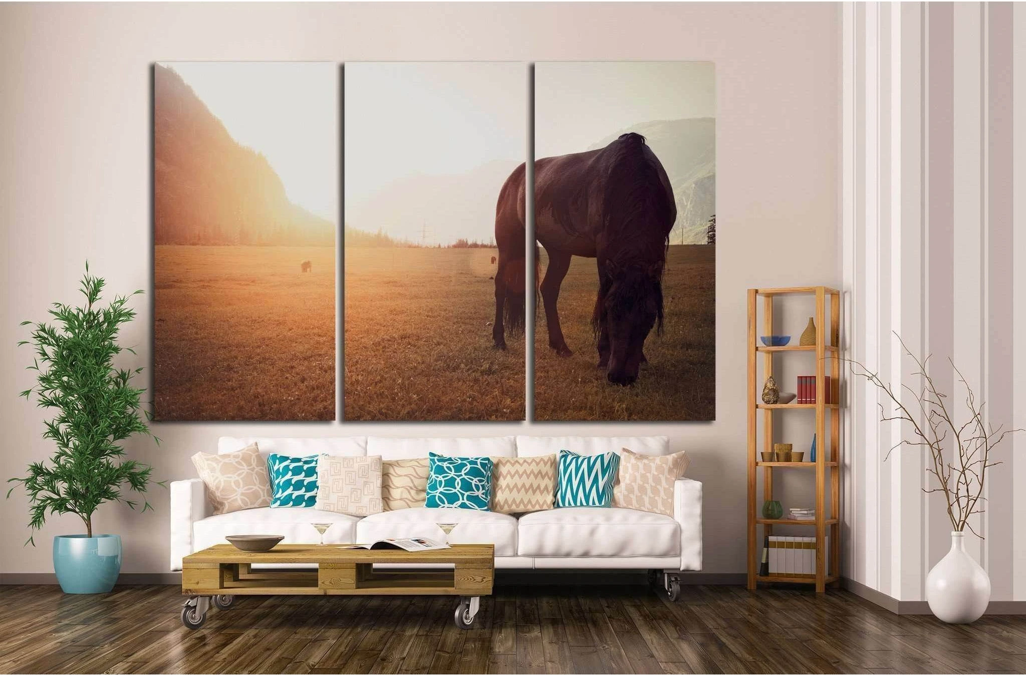 Horse in field №1327 Ready to Hang Canvas Print - Zellart Canvas Prints ALL_Products, Horses, s-1327