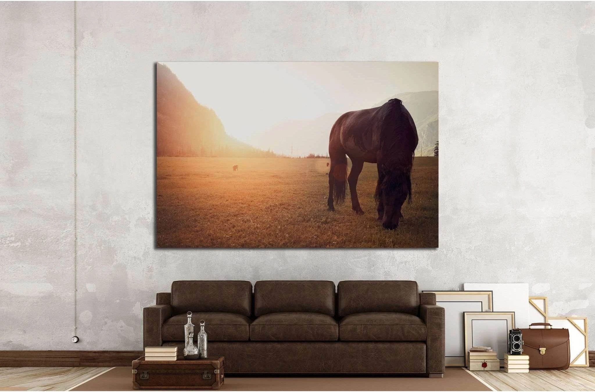 Horse in field №1327 Ready to Hang Canvas Print - Zellart Canvas Prints ALL_Products, Horses, s-1327