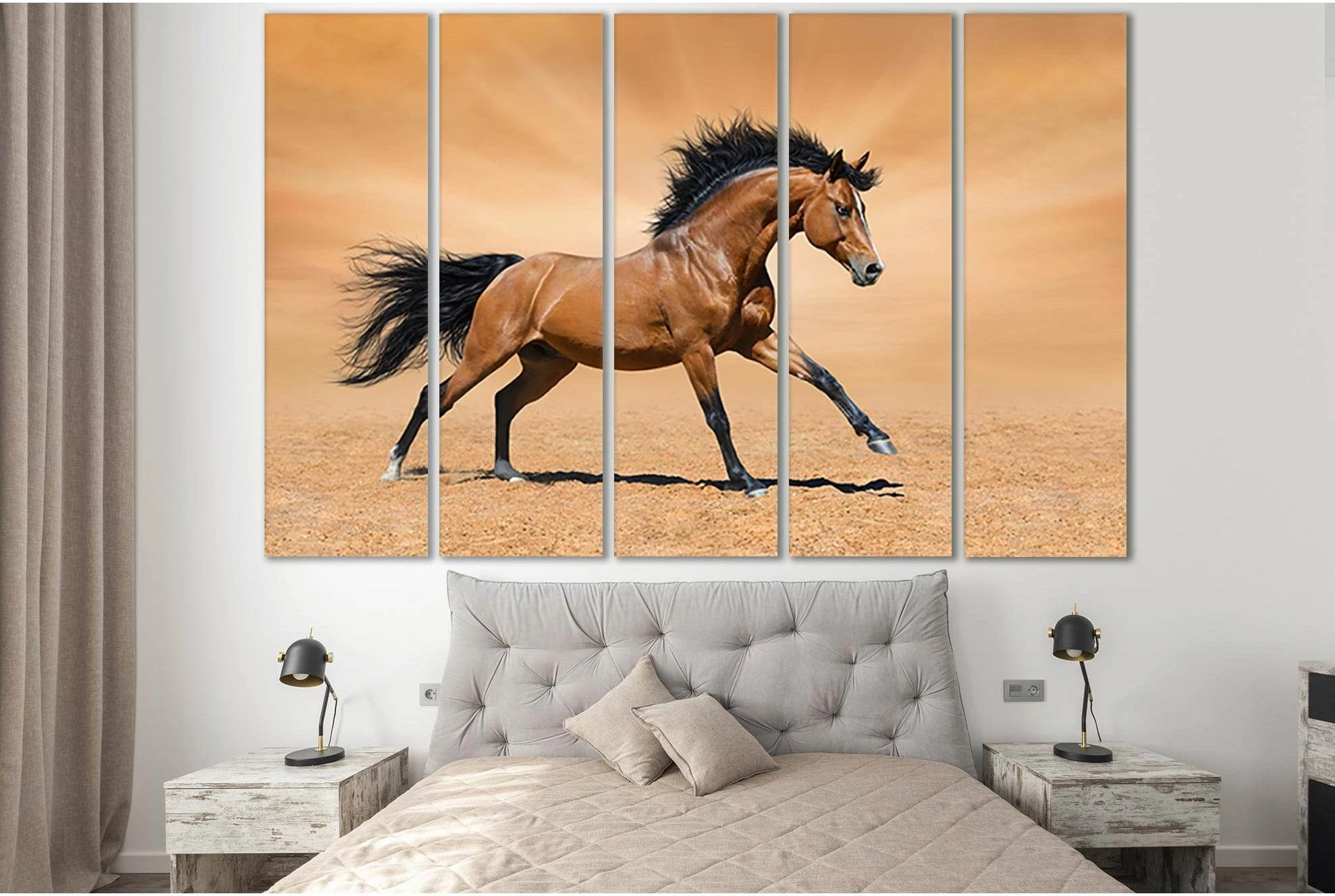 Horse Running On The Sand №SL1035 Ready to Hang Canvas Print - Zellart Canvas Prints 0new, ALL_Products, Animals & Wildlife, Horses