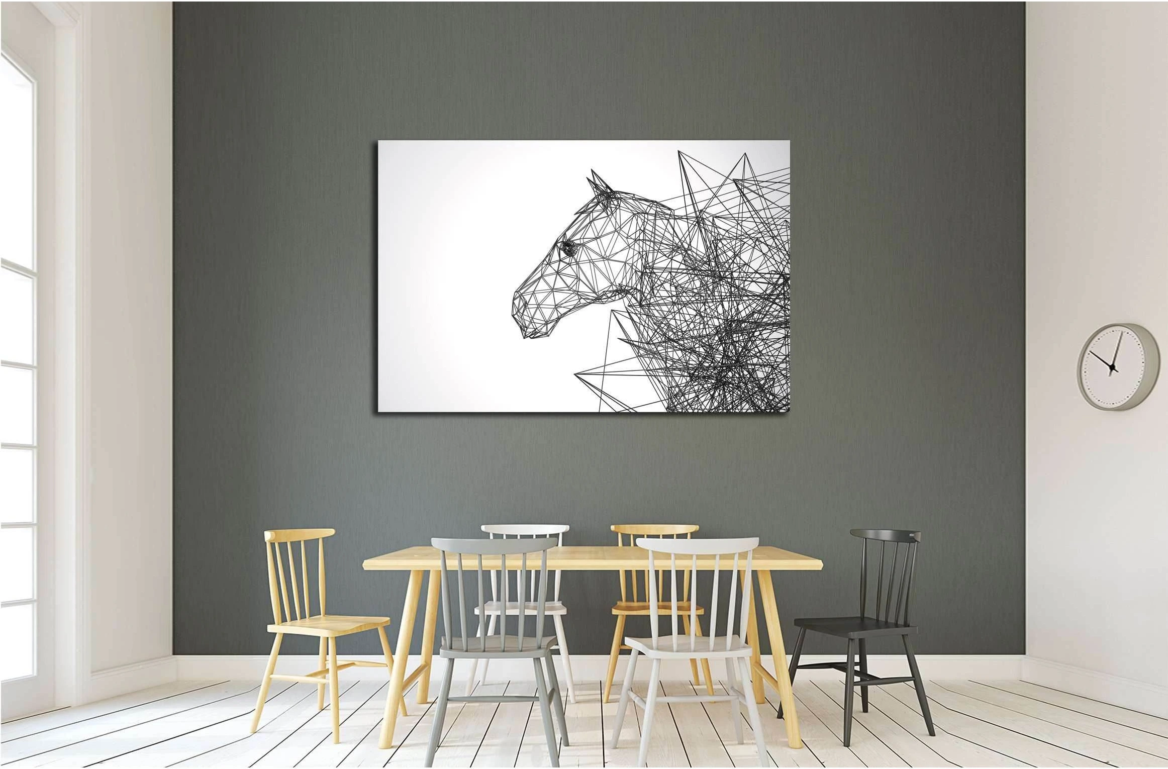 horse stylized low poly wire construction concept concepts connection №2883 Ready to Hang Canvas Print - Zellart Canvas Prints ALL_Products, Horses, s-2883