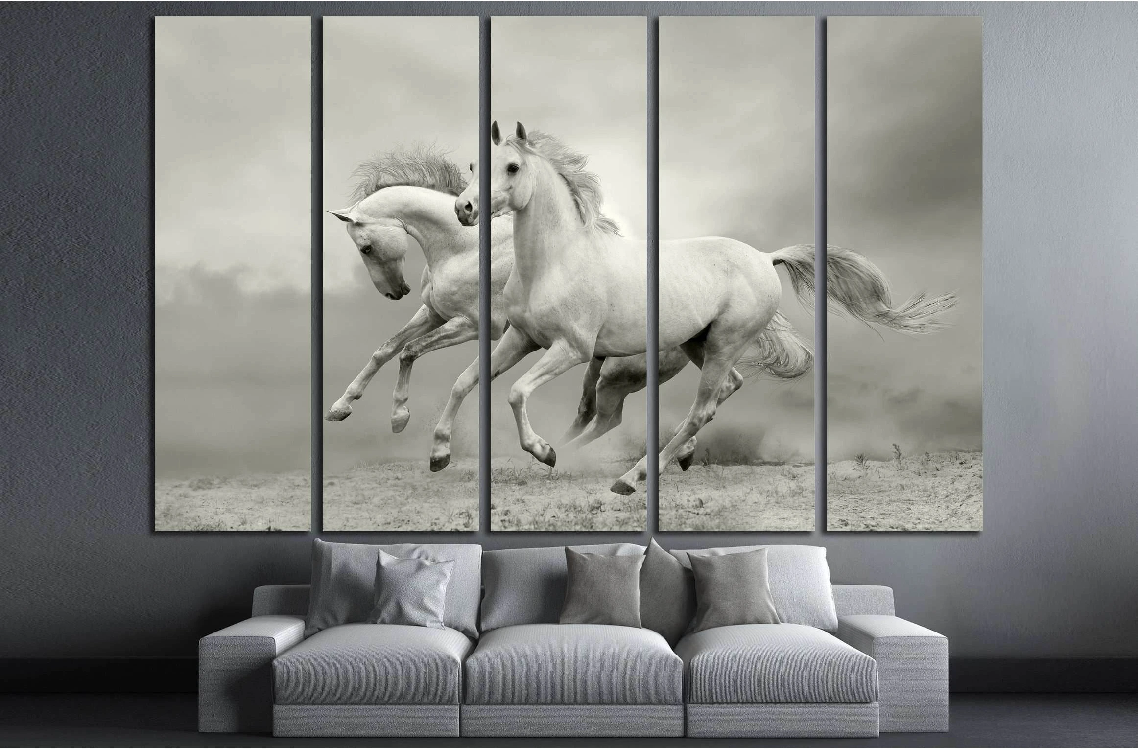 horses in summer №2786 Ready to Hang Canvas Print - Zellart Canvas Prints ALL_Products, Horses, s-2786