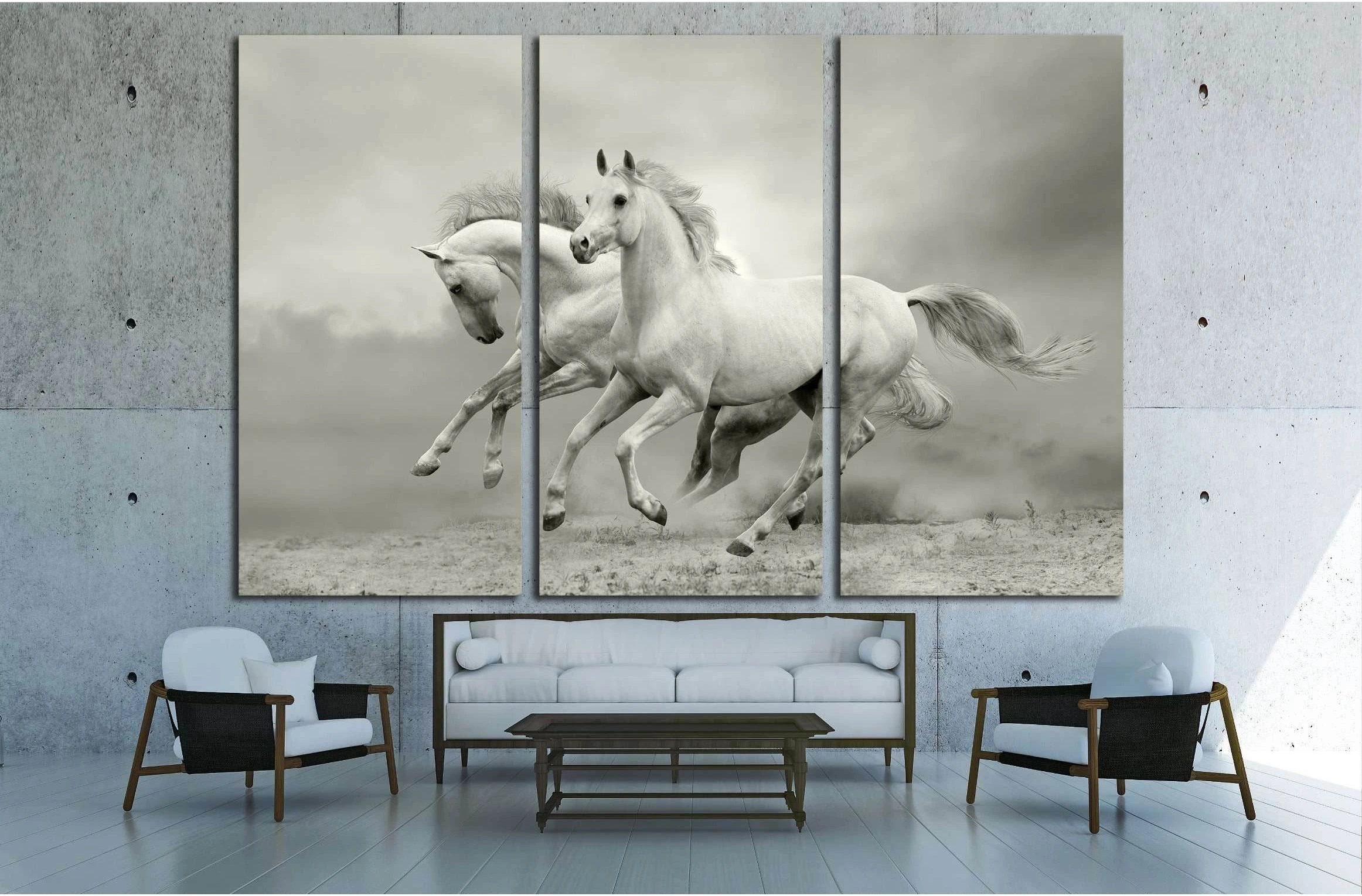 horses in summer №2786 Ready to Hang Canvas Print - Zellart Canvas Prints ALL_Products, Horses, s-2786