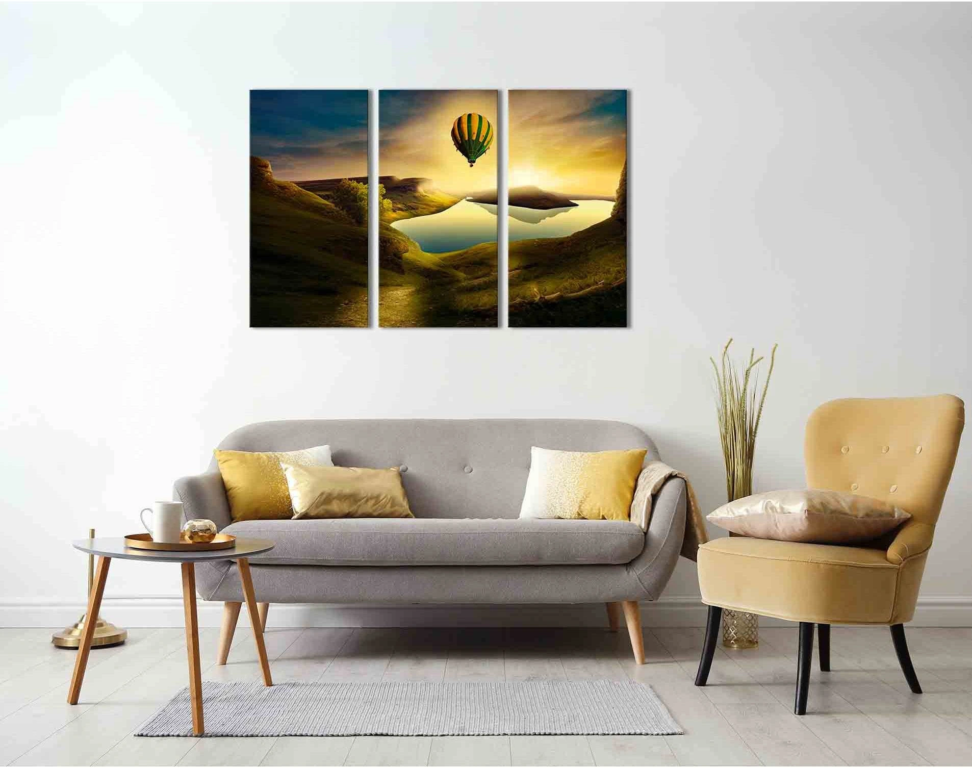 Hot air ballon №D1226 Ready to Hang Canvas Print - Zellart Canvas Prints 0new, ALL_Products, Sunrise & sunset wall art