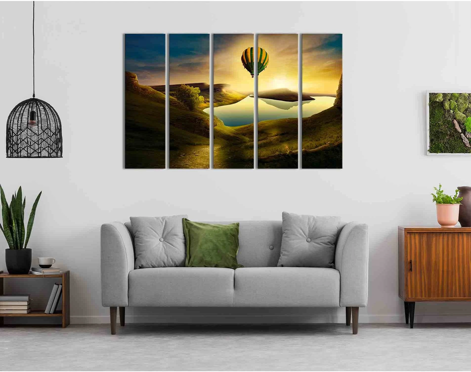 Hot air ballon №D1226 Ready to Hang Canvas Print - Zellart Canvas Prints 0new, ALL_Products, Sunrise & sunset wall art