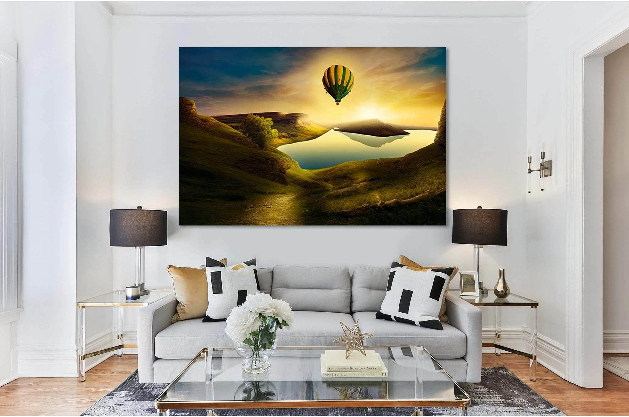 Hot air ballon №D1226 Ready to Hang Canvas Print - Zellart Canvas Prints 0new, ALL_Products, Sunrise & sunset wall art