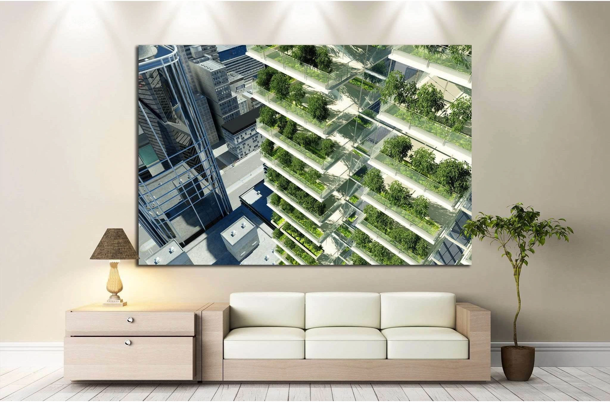 Houses of the future in the city №1439 Ready to Hang Canvas Print - Zellart Canvas Prints ALL_Products, s-1439