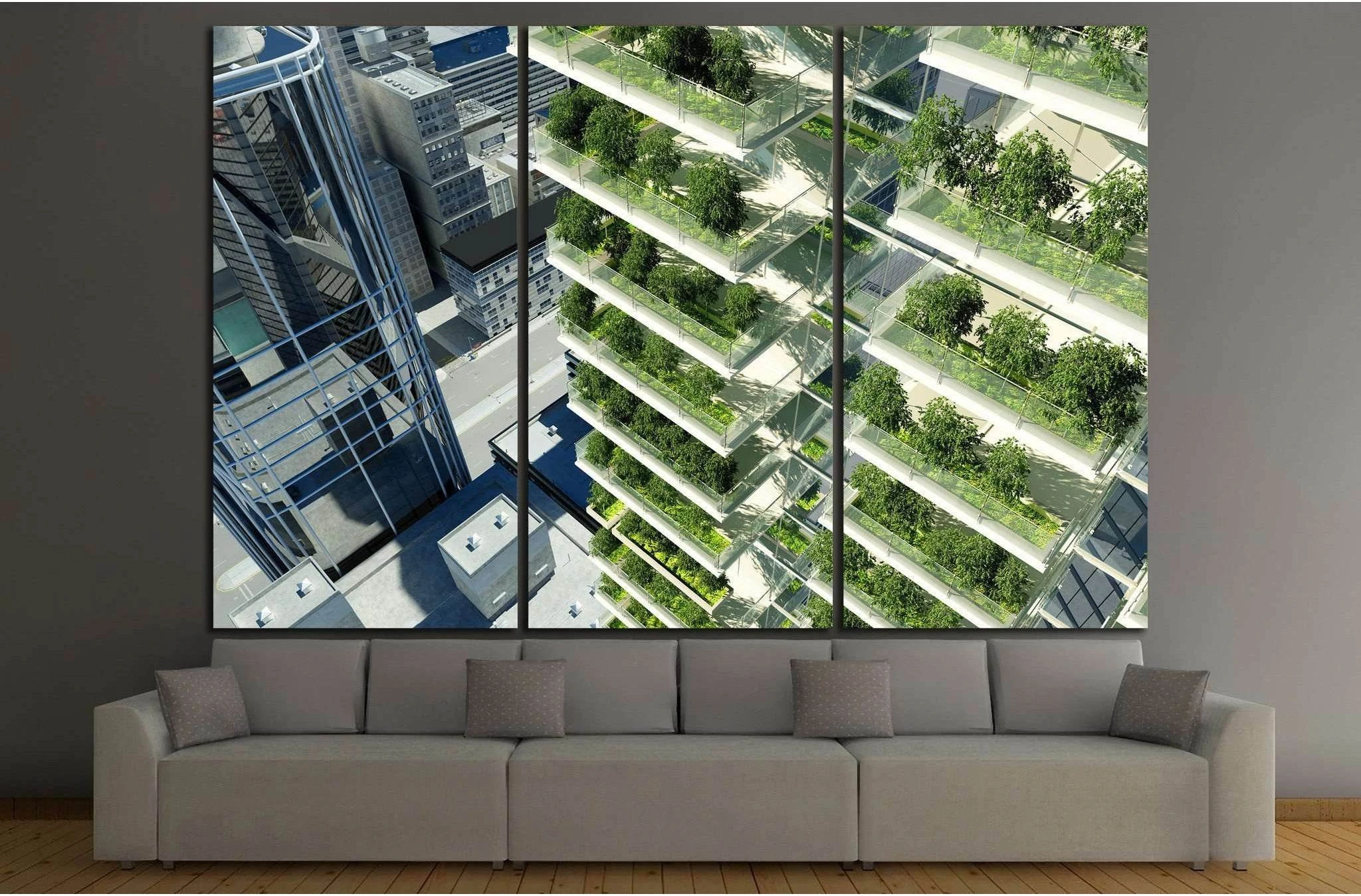 Houses of the future in the city №1439 Ready to Hang Canvas Print - Zellart Canvas Prints ALL_Products, s-1439
