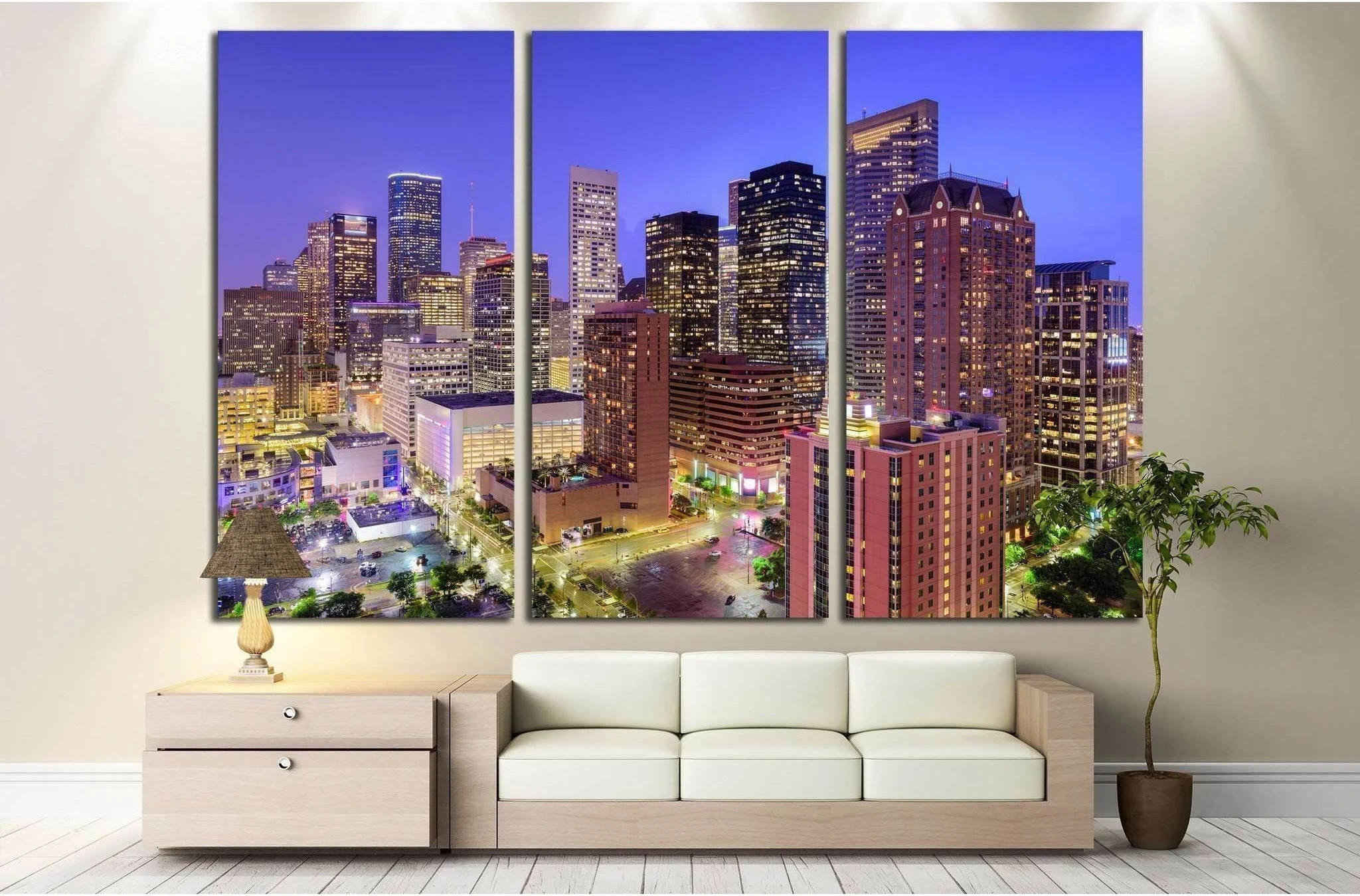 Houston, Texas, USA downtown city skyline №2073 Ready to Hang Canvas Print - Zellart Canvas Prints ALL_Products, s-2073
