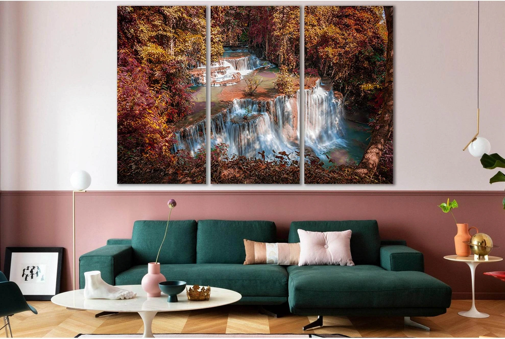 Huai Mae Kamin Waterfall №SL481 Ready to Hang Canvas Print - Zellart Canvas Prints 0new, ALL_Products, Waterfall, Waterfall Wall Art