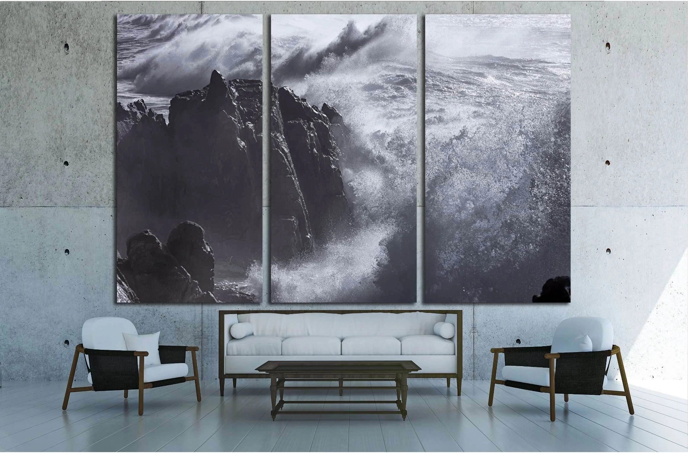 Huge and violent sea waves against the small cape of Sao Paio, Labruge, northern Portuga №2916 Ready to Hang Canvas Print - Zellart Canvas Prints ALL_Products, s-2916
