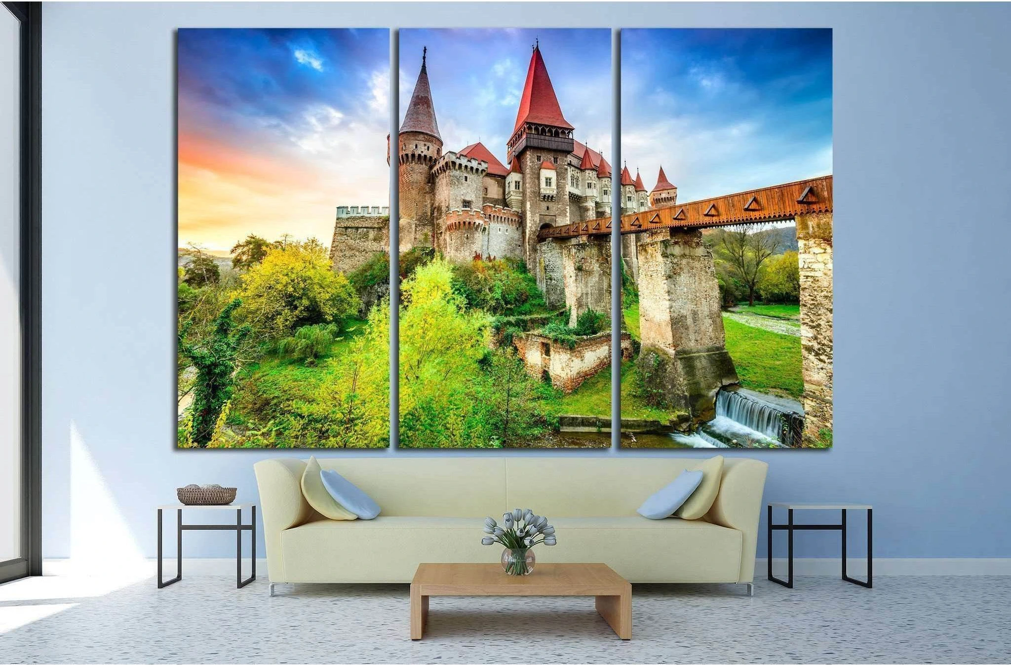 Hunyad Castle, Corvin's Castle, Hunedoara, Transylvania, Romania №1809 Ready to Hang Canvas Print - Zellart Canvas Prints ALL_Products, s-1809