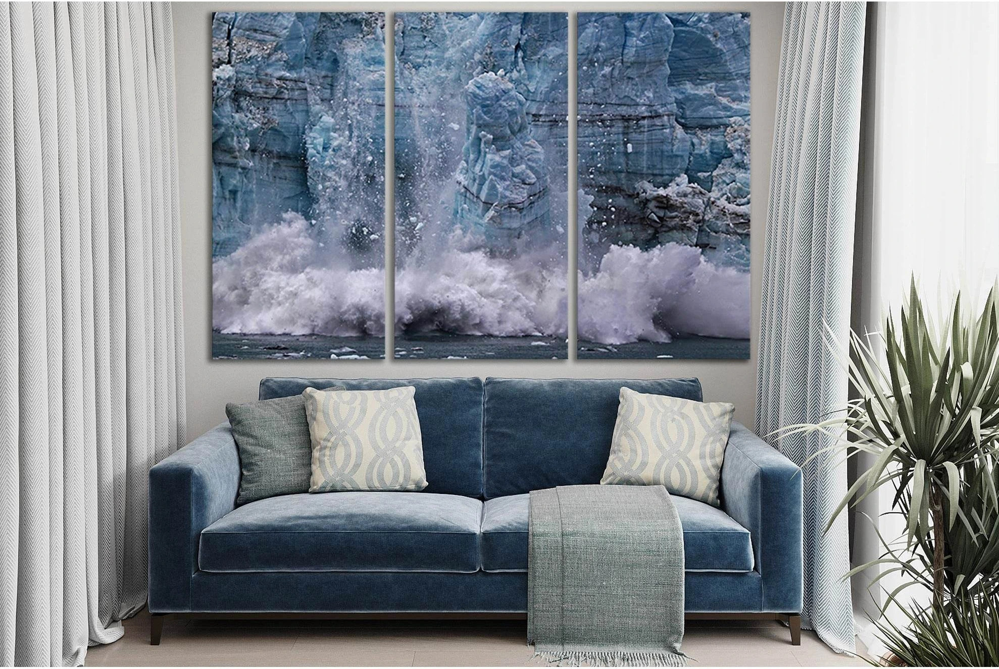 Ice Calving From Margerie Glacier №SL1314 Ready to Hang Canvas Print - Zellart Canvas Prints 0new, ALL_Products, Glacials