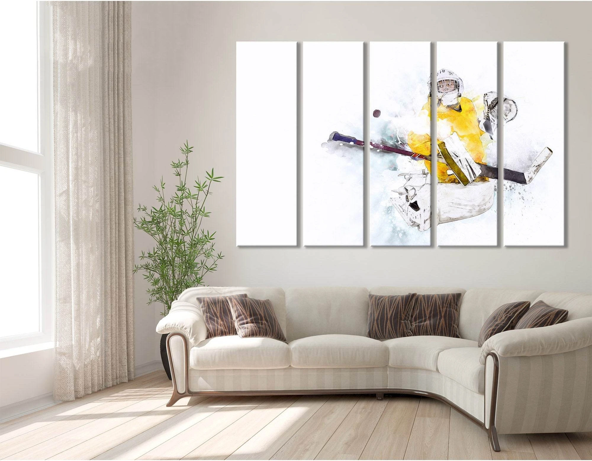 Ice Hockey Goalkeeper In Action №04425 Ready to Hang Canvas Print - Zellart Canvas Prints ALL_Products