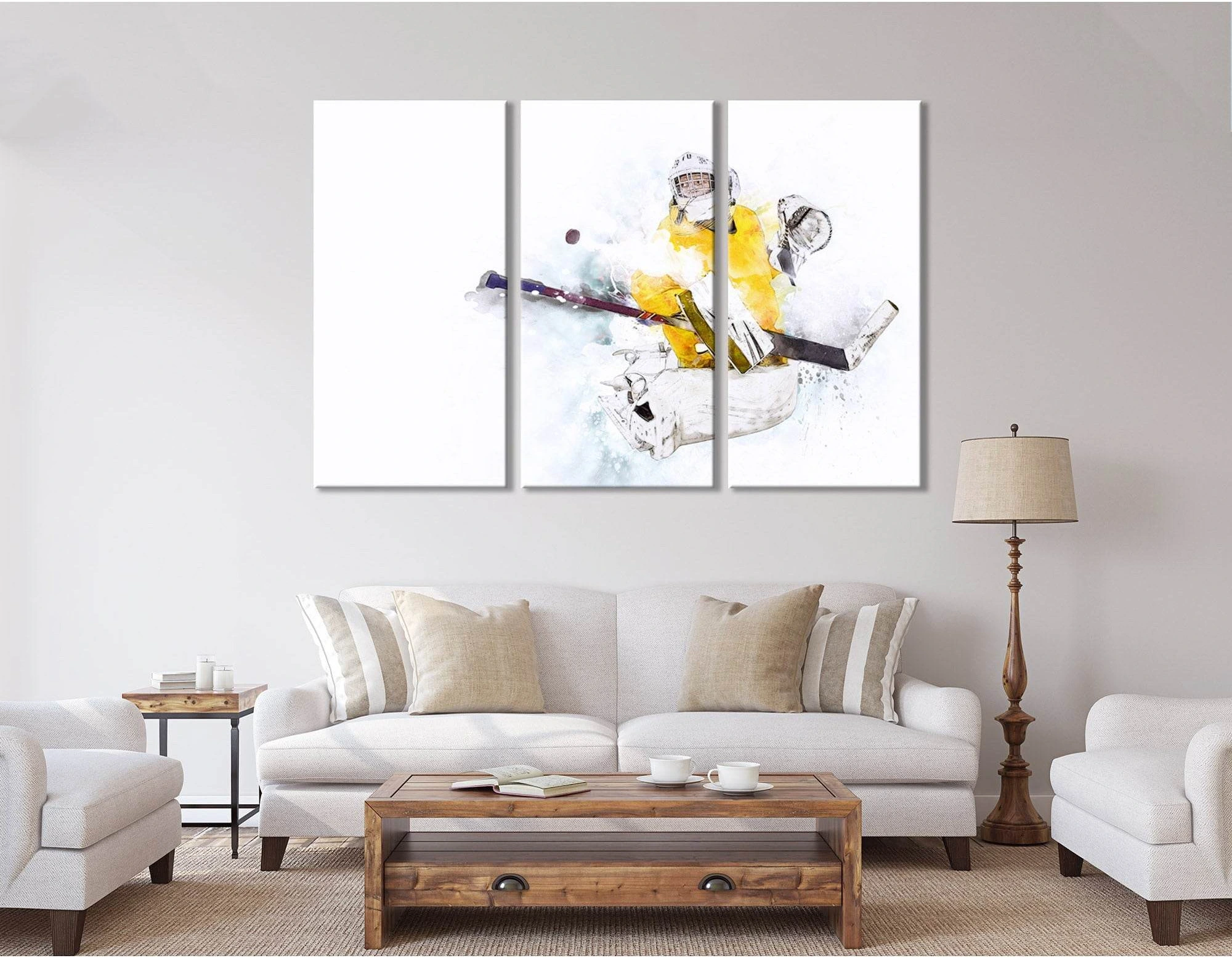 Ice Hockey Goalkeeper In Action №04425 Ready to Hang Canvas Print - Zellart Canvas Prints ALL_Products