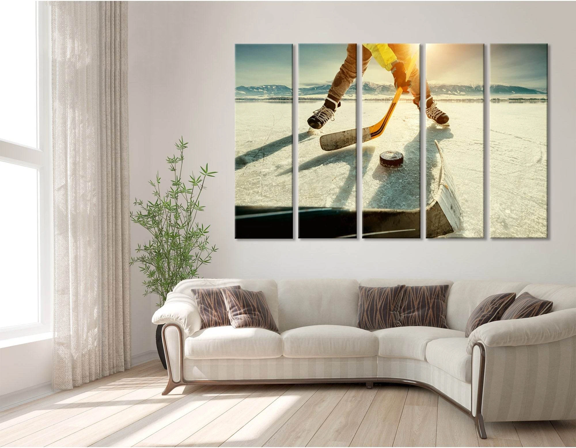 Ice Hockey On The Frozen Lake Game Moment №04442 Ready to Hang Canvas Print - Zellart Canvas Prints ALL_Products