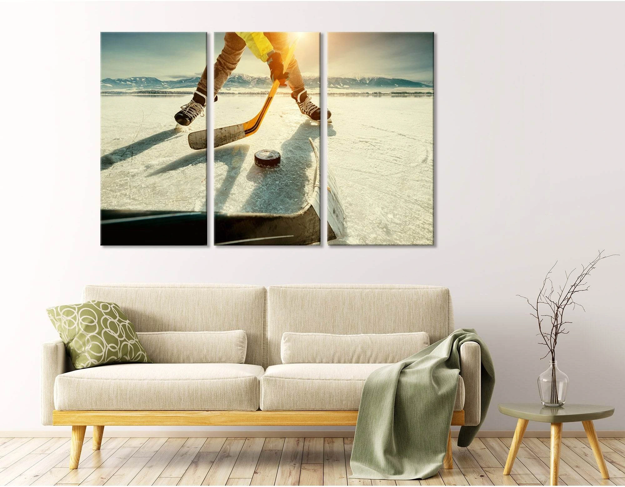Ice Hockey On The Frozen Lake Game Moment №04442 Ready to Hang Canvas Print - Zellart Canvas Prints ALL_Products