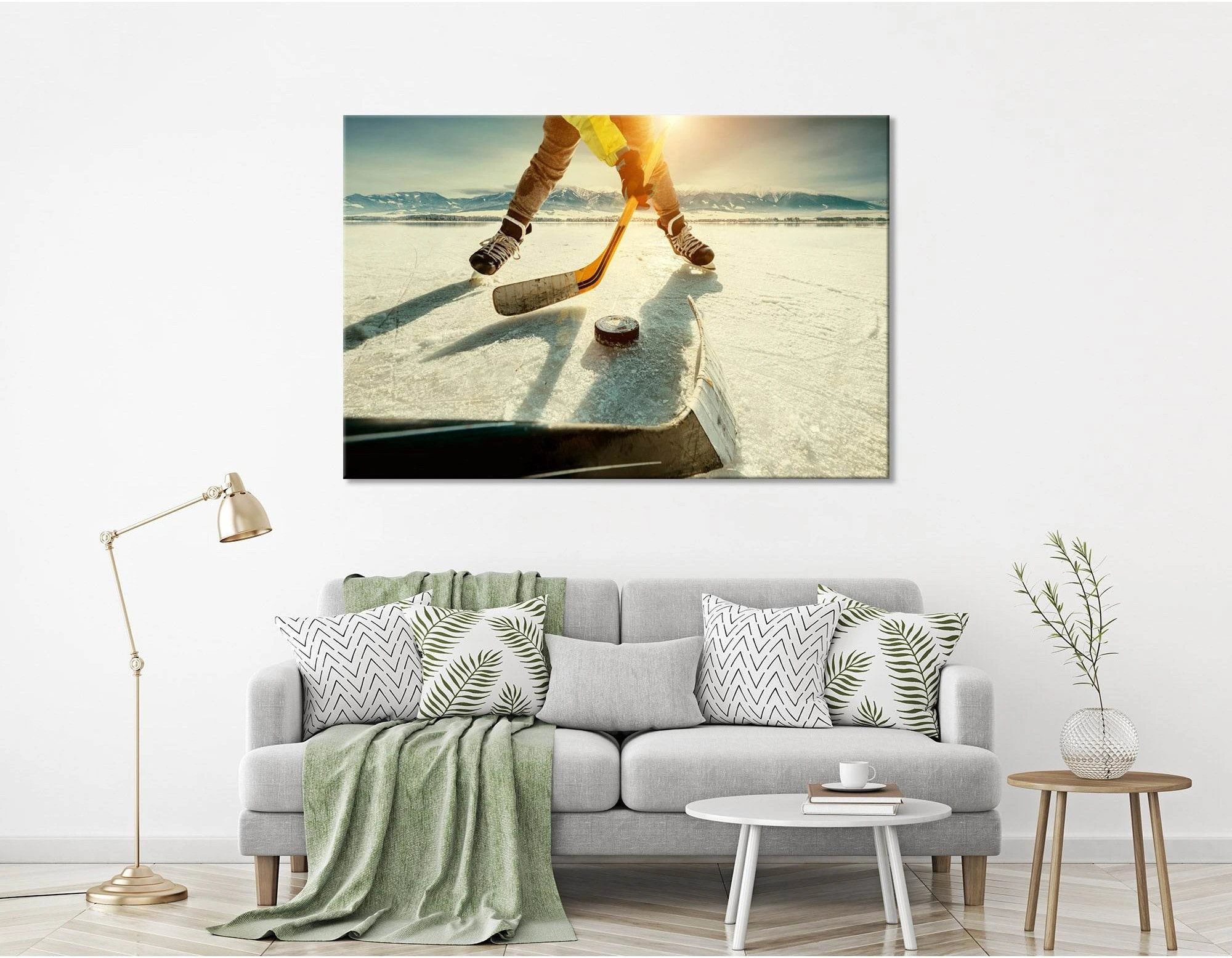 Ice Hockey On The Frozen Lake Game Moment №04442 Ready to Hang Canvas Print - Zellart Canvas Prints ALL_Products