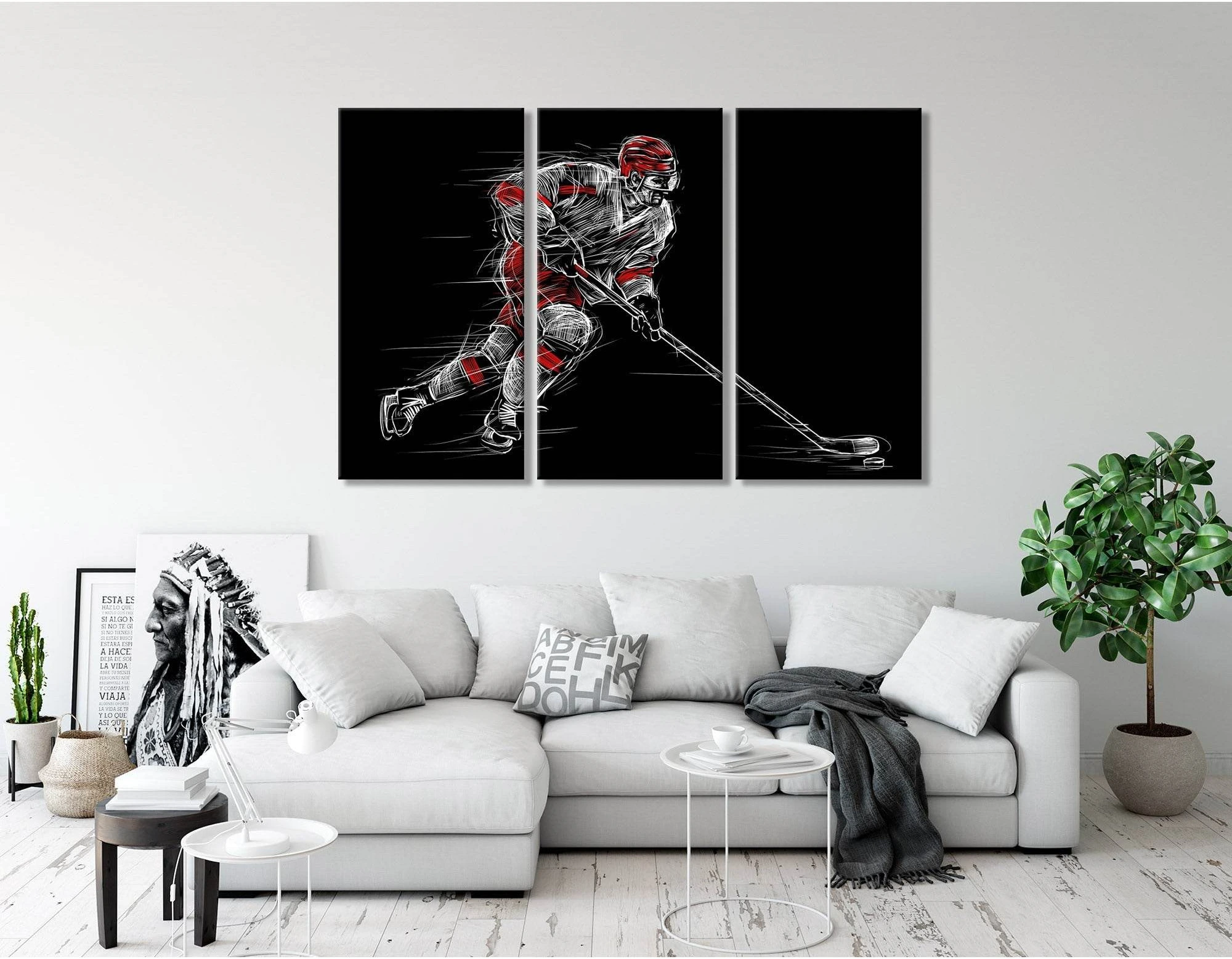 Ice Hockey Player On A Black Background №04437 Ready to Hang Canvas Print - Zellart Canvas Prints ALL_Products