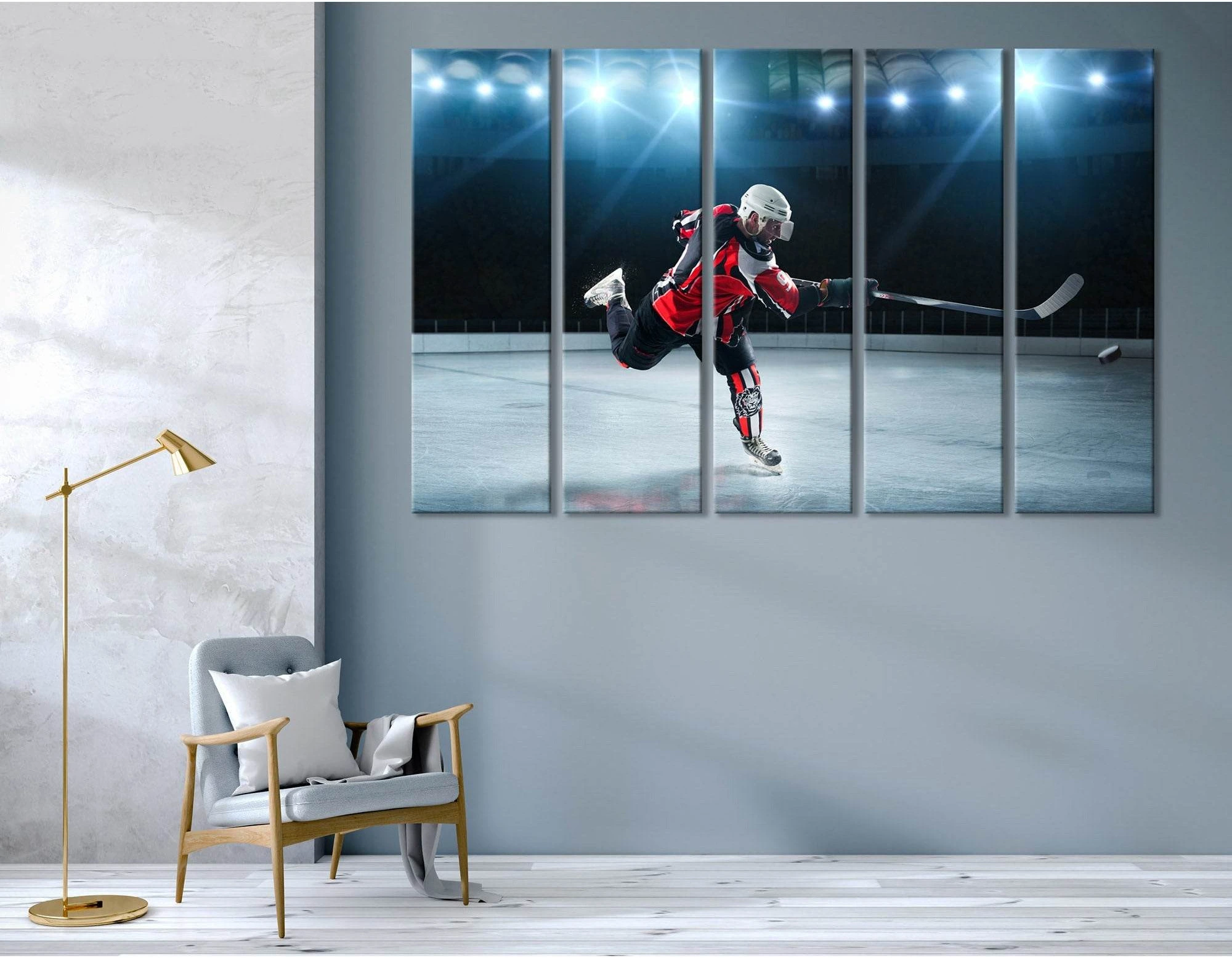 Ice Hockey Player On The Grand Ice Arena №04434 Ready to Hang Canvas Print - Zellart Canvas Prints ALL_Products