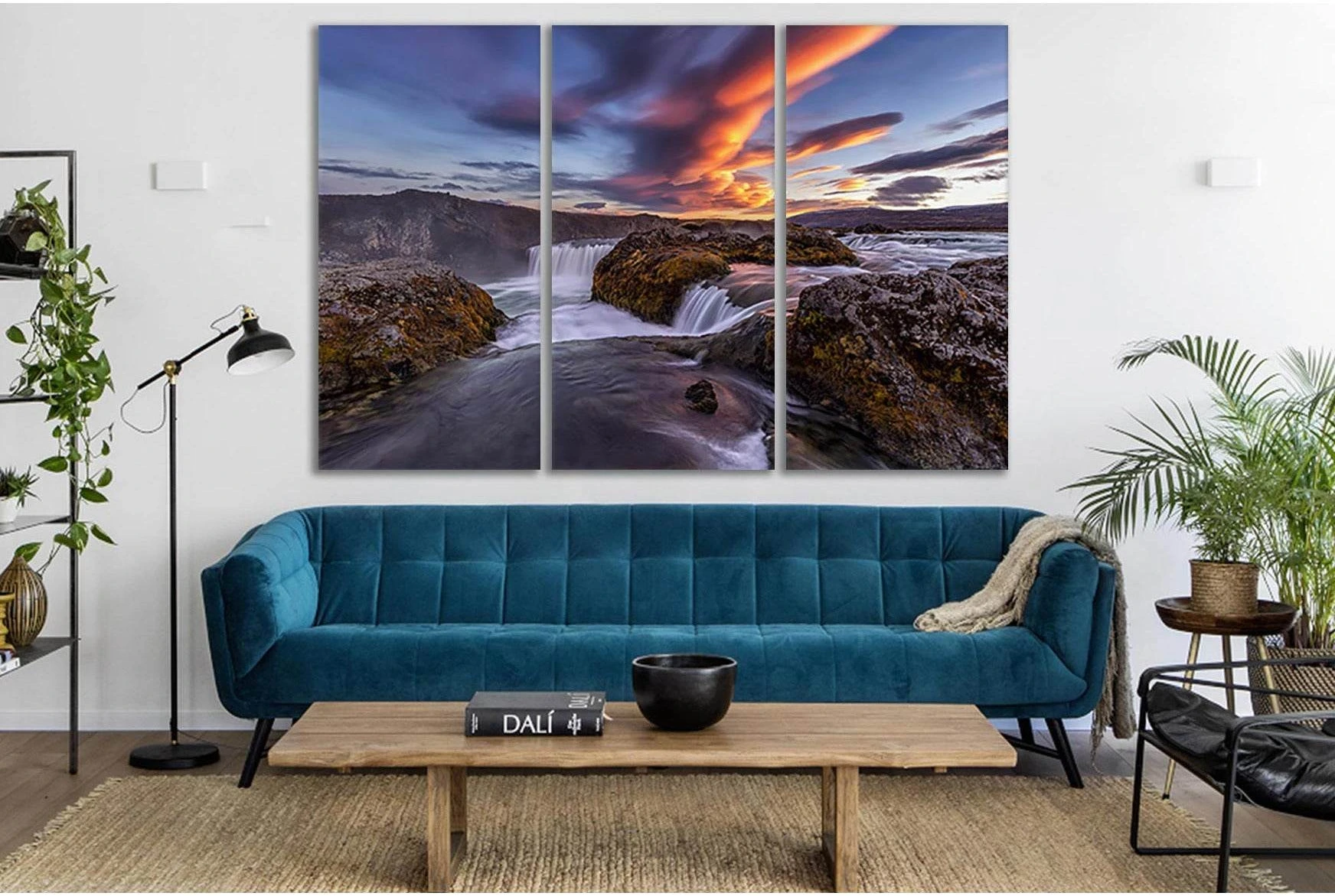 Iceland Rivers Waterfalls №SL462 Ready to Hang Canvas Print - Zellart Canvas Prints 0new, ALL_Products, Waterfall, Waterfall Wall Art